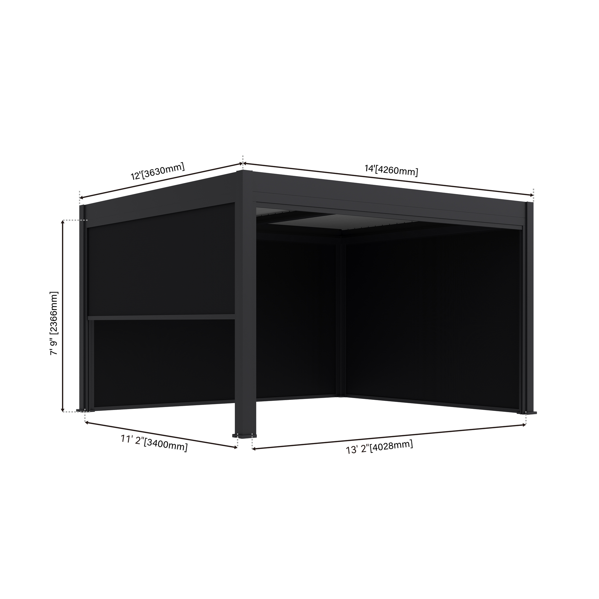 Seitenteil für Pergola 'Grand Tuscan 14' anthrazit 340 x 237 cm