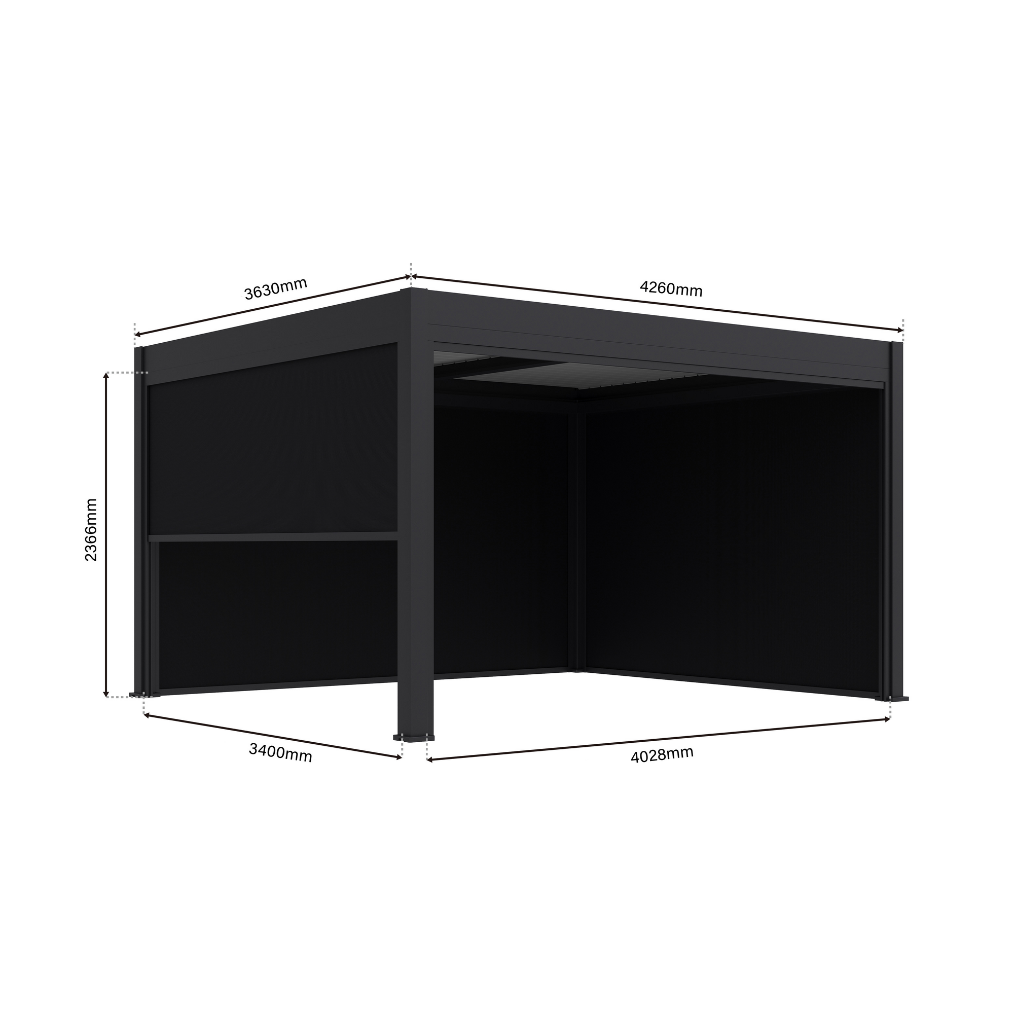 Seitenteil für Pergola 'Grand Tuscan 12' anthrazit 340 x 237 cm