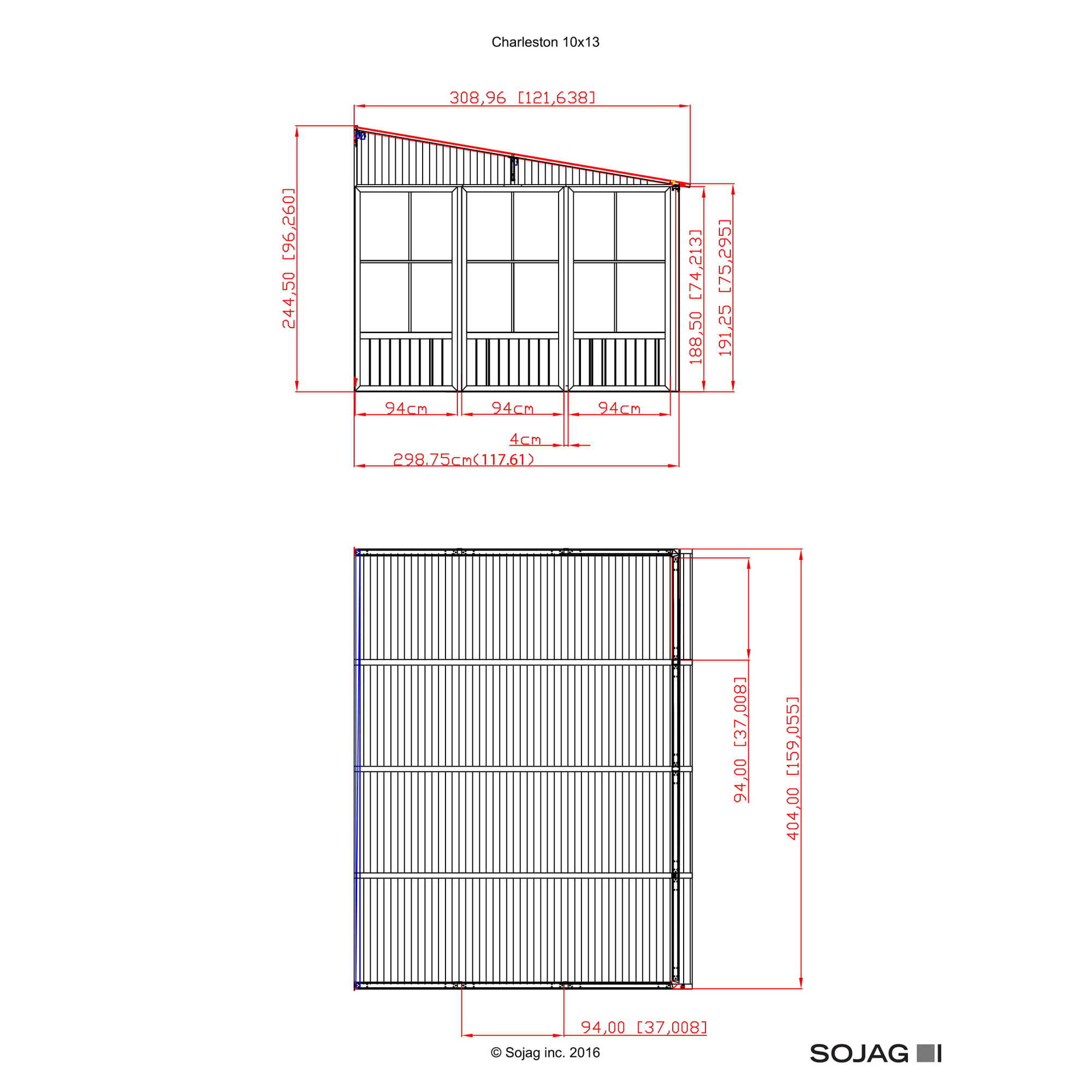 Kaltwintergarten 'Mural 1013' anthrazit 309 x 404 cm, mit Hardtop