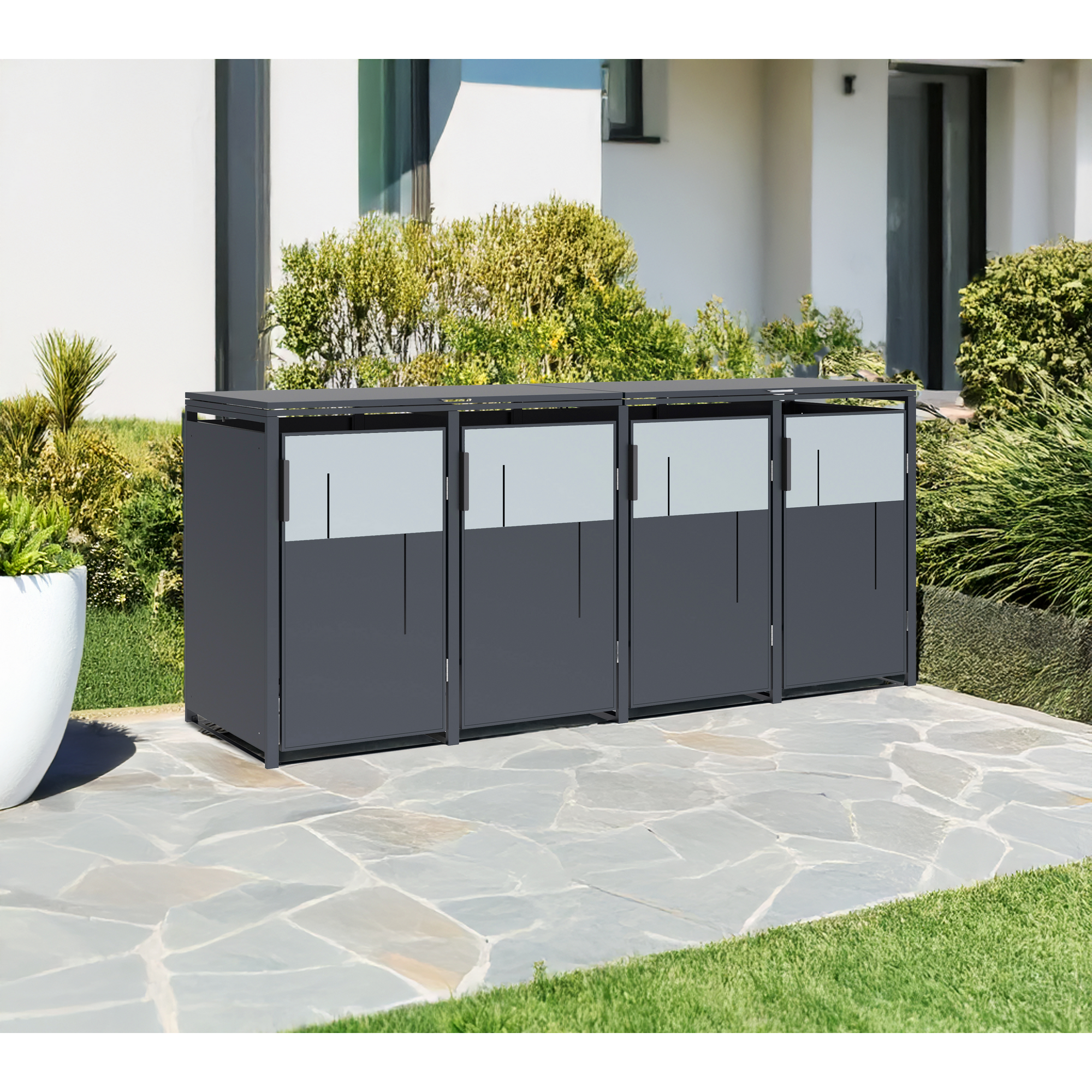 Mülltonnenbox 'Tonus 4' dunkelgrau/grau 265 x 80 x 116 cm