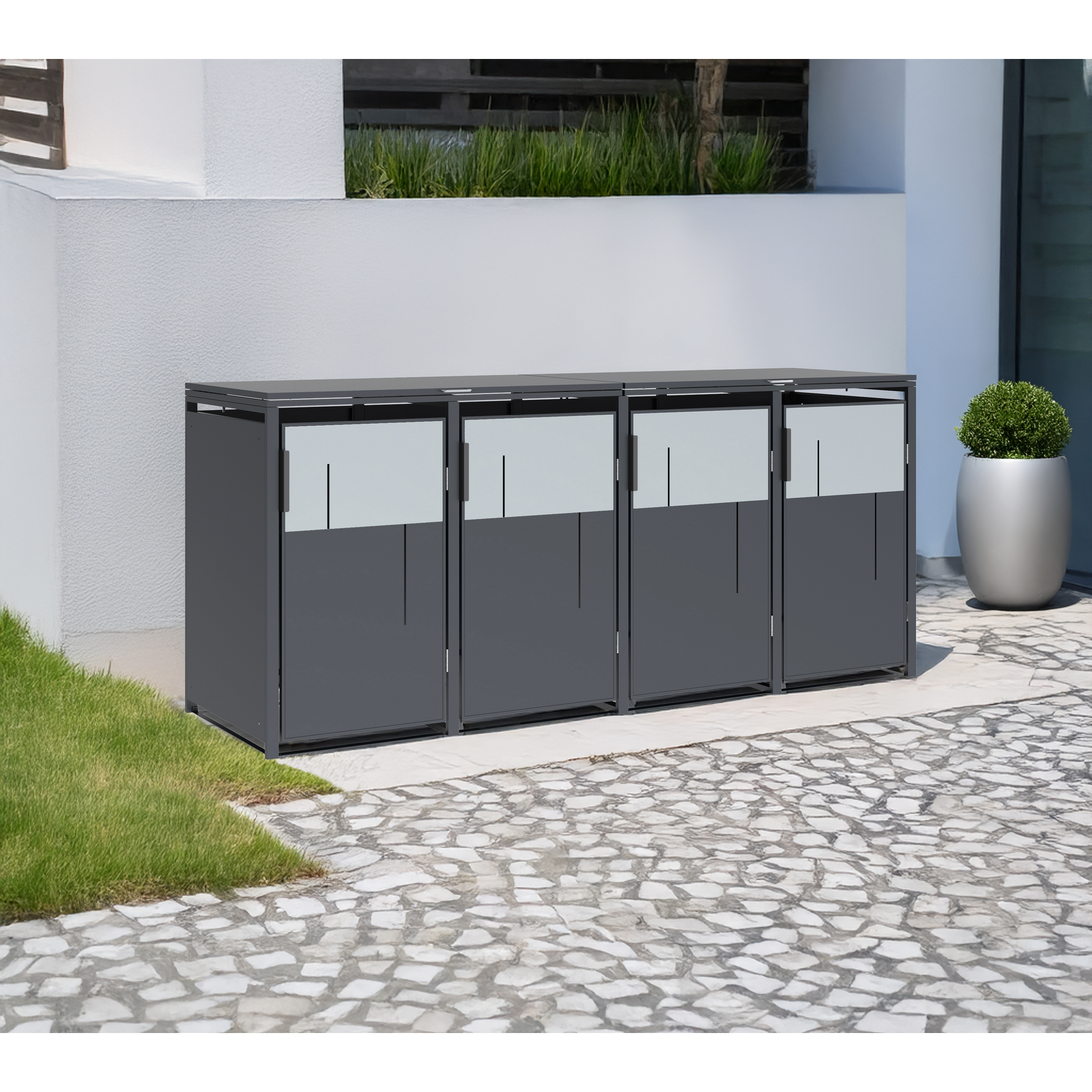 Mülltonnenbox 'Tonus 4' dunkelgrau/grau 265 x 80 x 116 cm