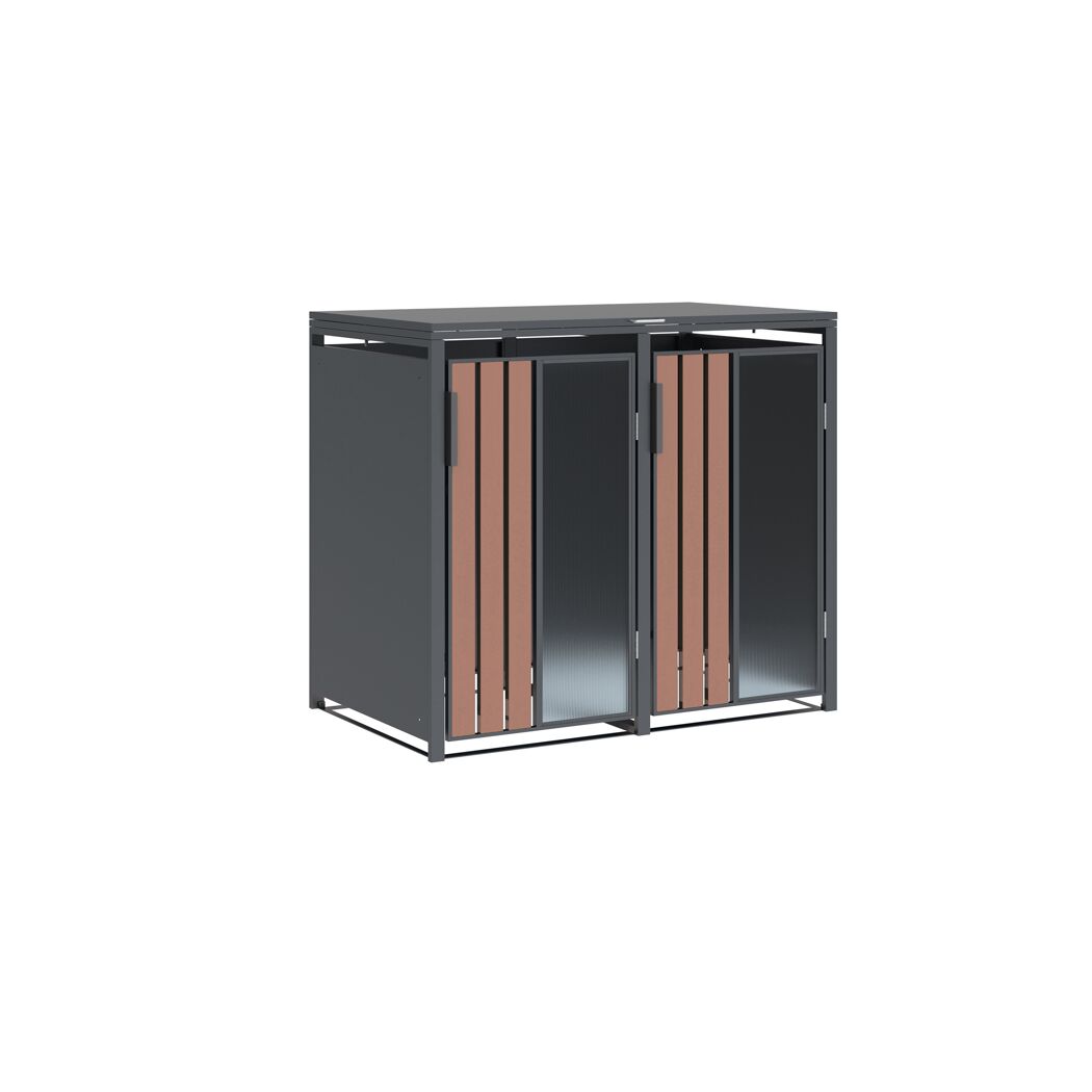 Mülltonnenbox 'Status 2' anthrazit/Holzoptik 132 x 80 x 116 cm