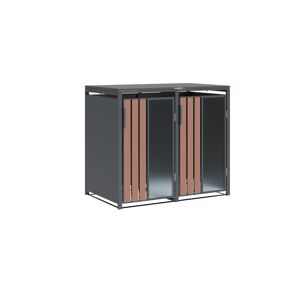 Mülltonnenbox 'Status 2' anthrazit/Holzoptik 132 x 80 x 116 cm