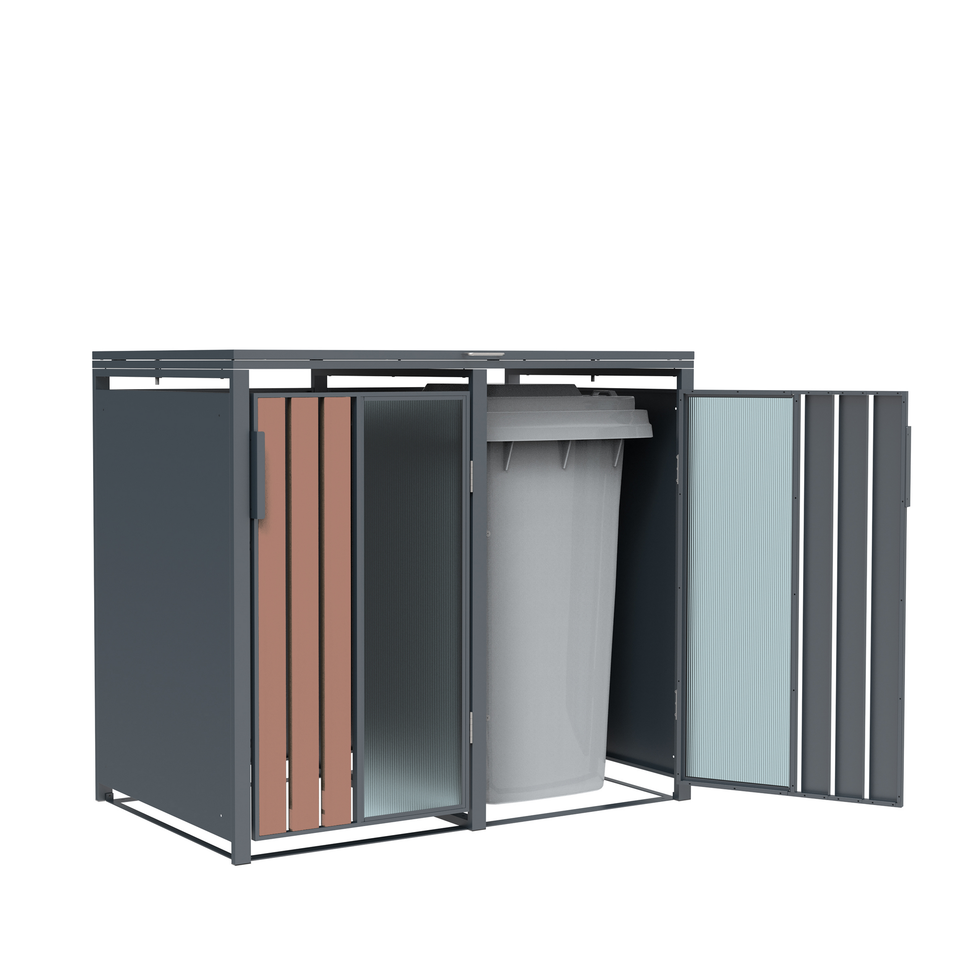 Mülltonnenbox 'Status 2' anthrazit/Holzoptik 132 x 80 x 116 cm