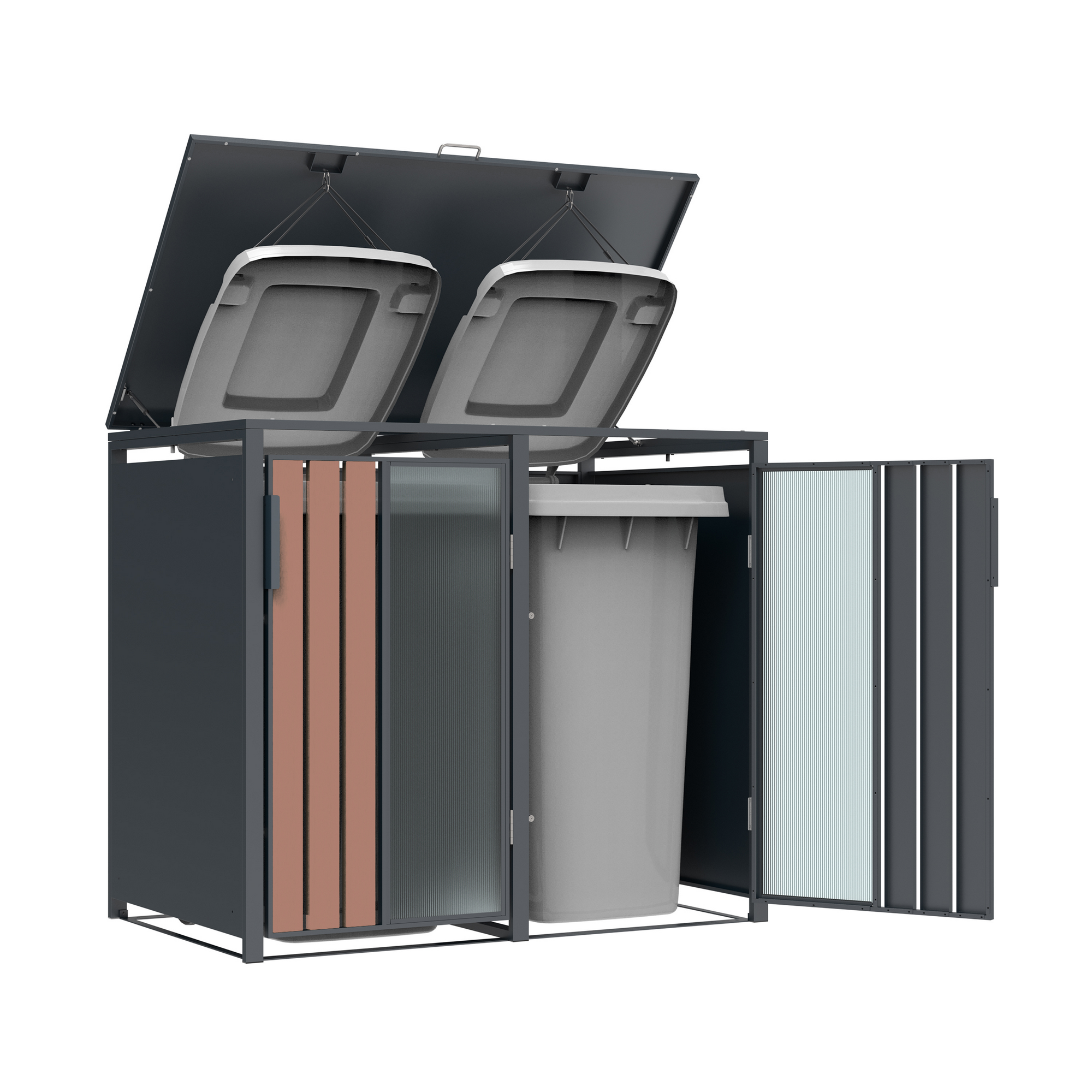 Mülltonnenbox 'Status 2' anthrazit/Holzoptik 132 x 80 x 116 cm