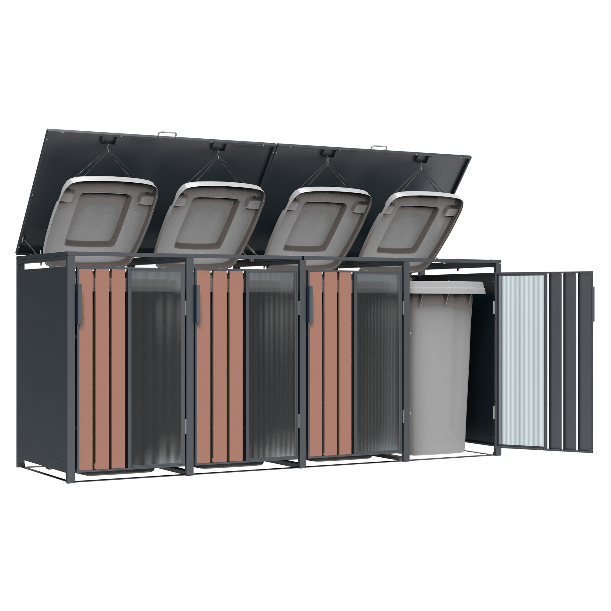 Mülltonnenbox 'Status 4' anthrazit/Holzoptik 265 x 80 x 116 cm