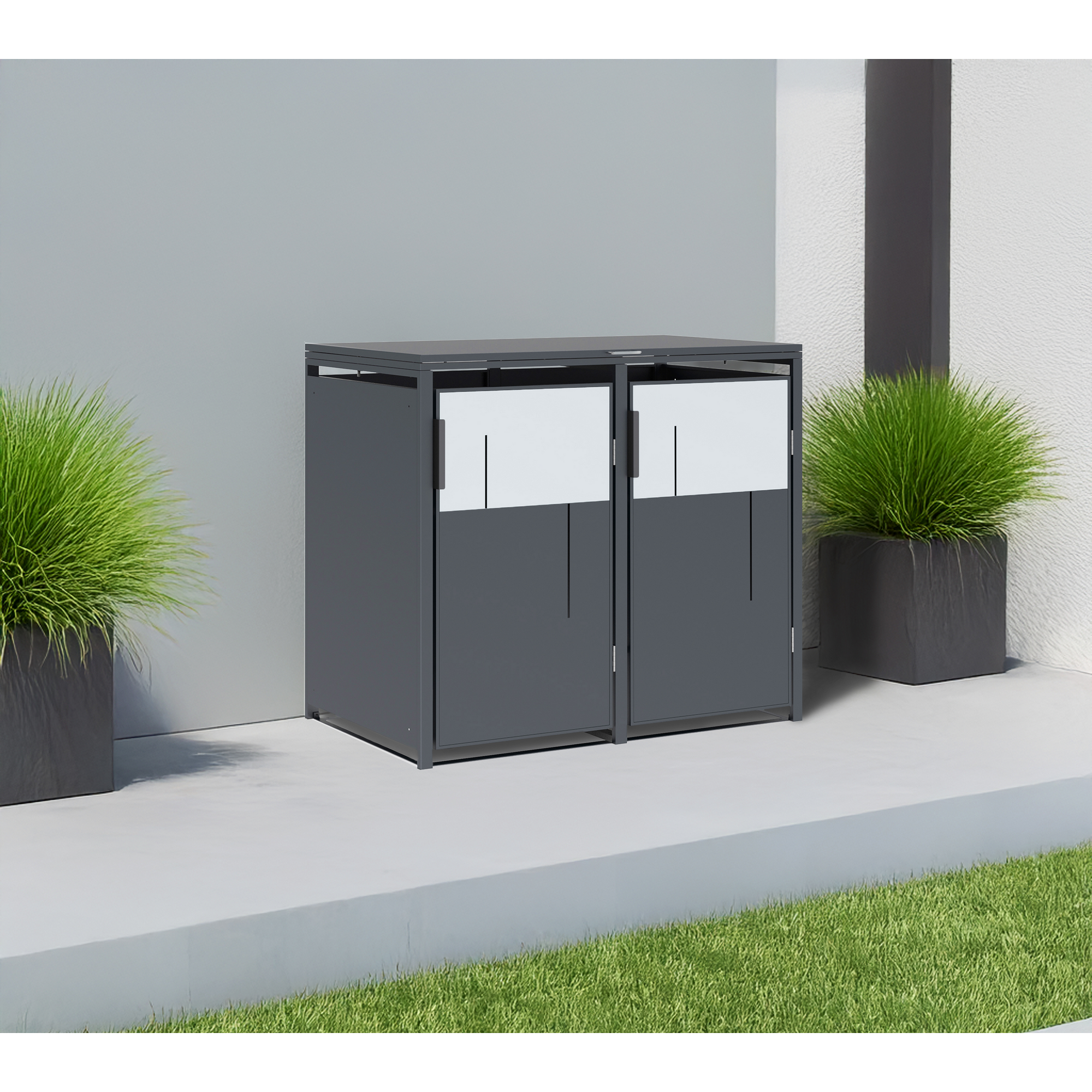 Mülltonnenbox 'Tonus 2' dunkelgrau/grau 132 x 80 x 116 cm
