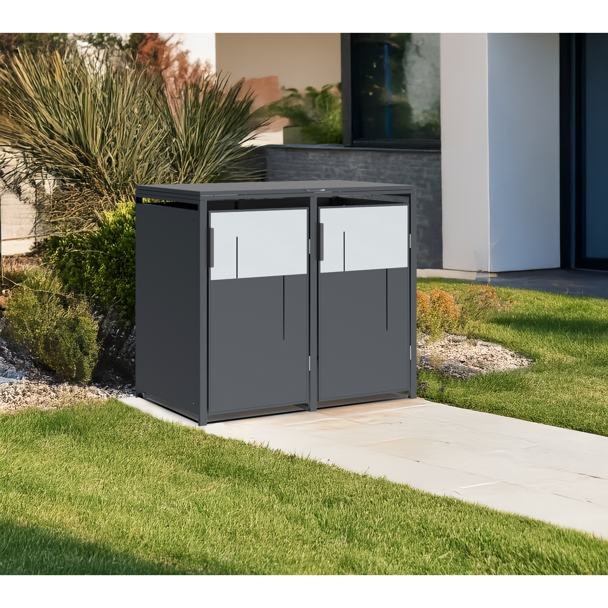 Mülltonnenbox 'Tonus 2' dunkelgrau/grau 132 x 80 x 116 cm