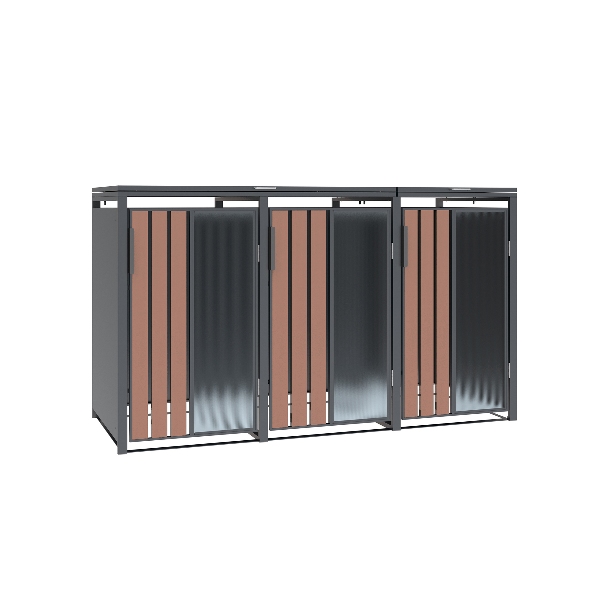 Mülltonnenbox 'Status 3' anthrazit/Holzoptik 198 x 80 x 116 cm
