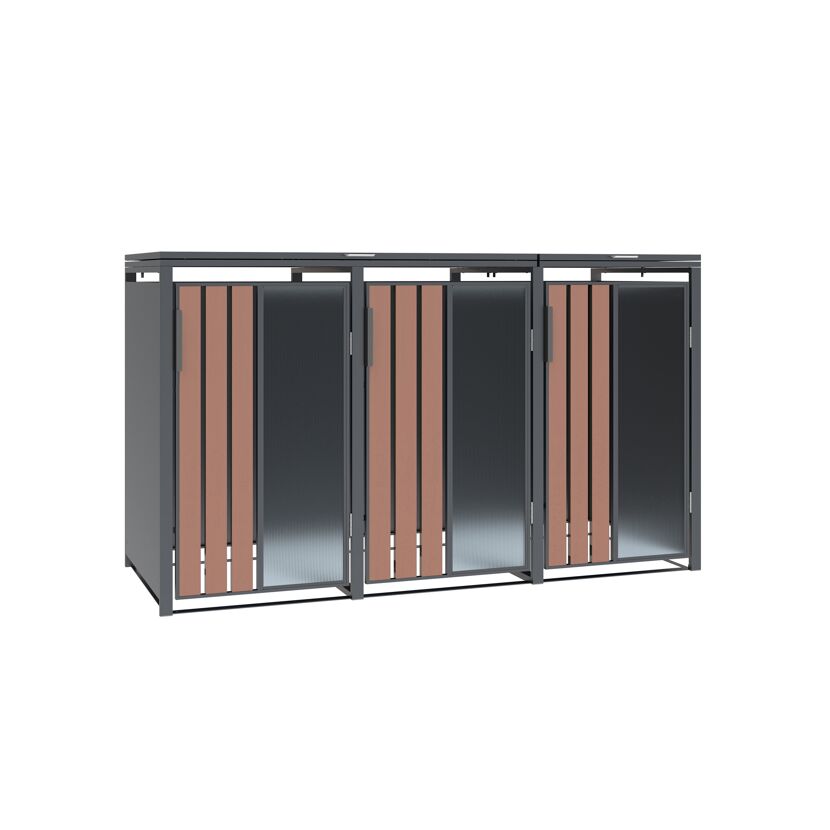 Mülltonnenbox 'Status 3' anthrazit/Holzoptik 198 x 80 x 116 cm