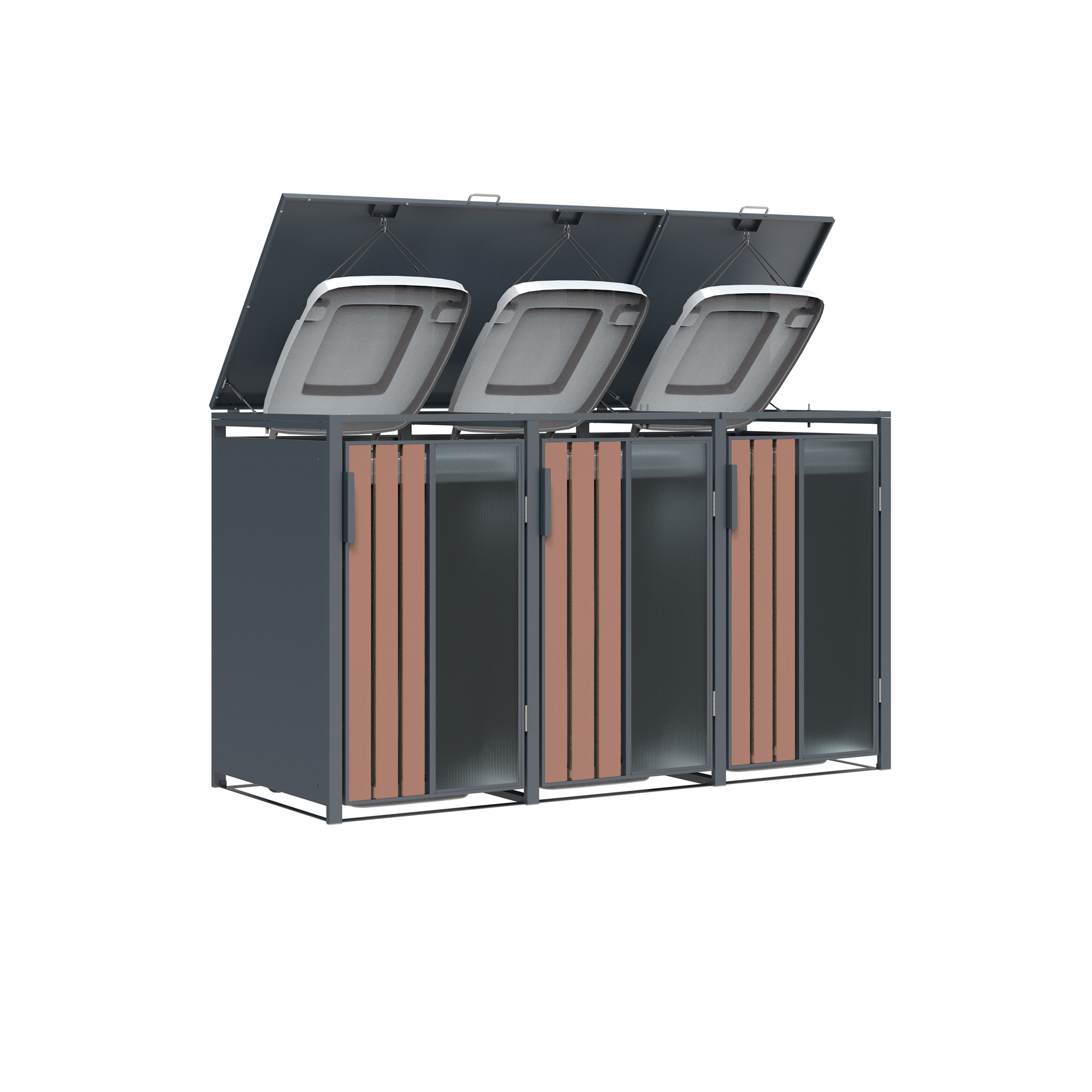 Mülltonnenbox 'Status 3' anthrazit/Holzoptik 198 x 80 x 116 cm