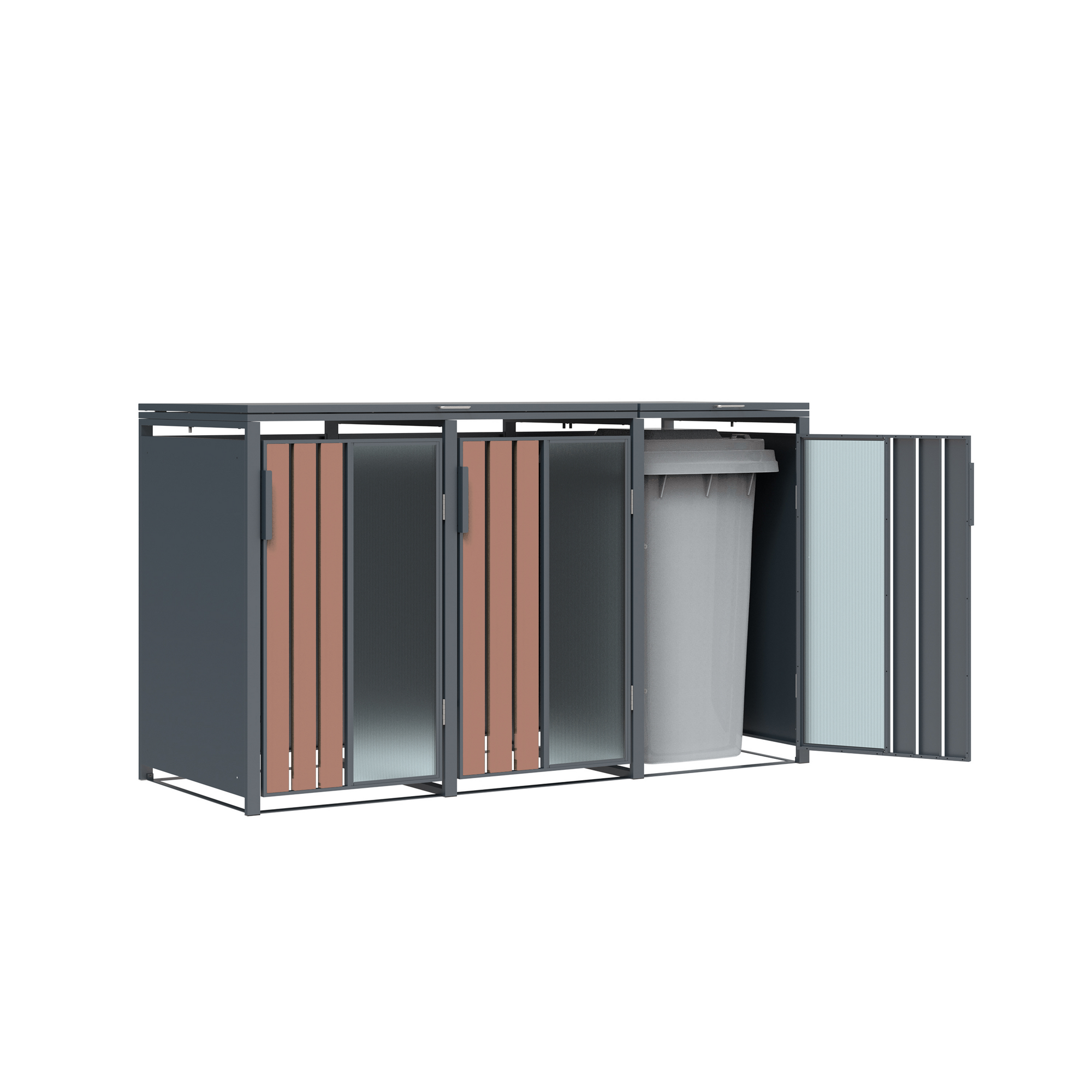 Mülltonnenbox 'Status 3' anthrazit/Holzoptik 198 x 80 x 116 cm
