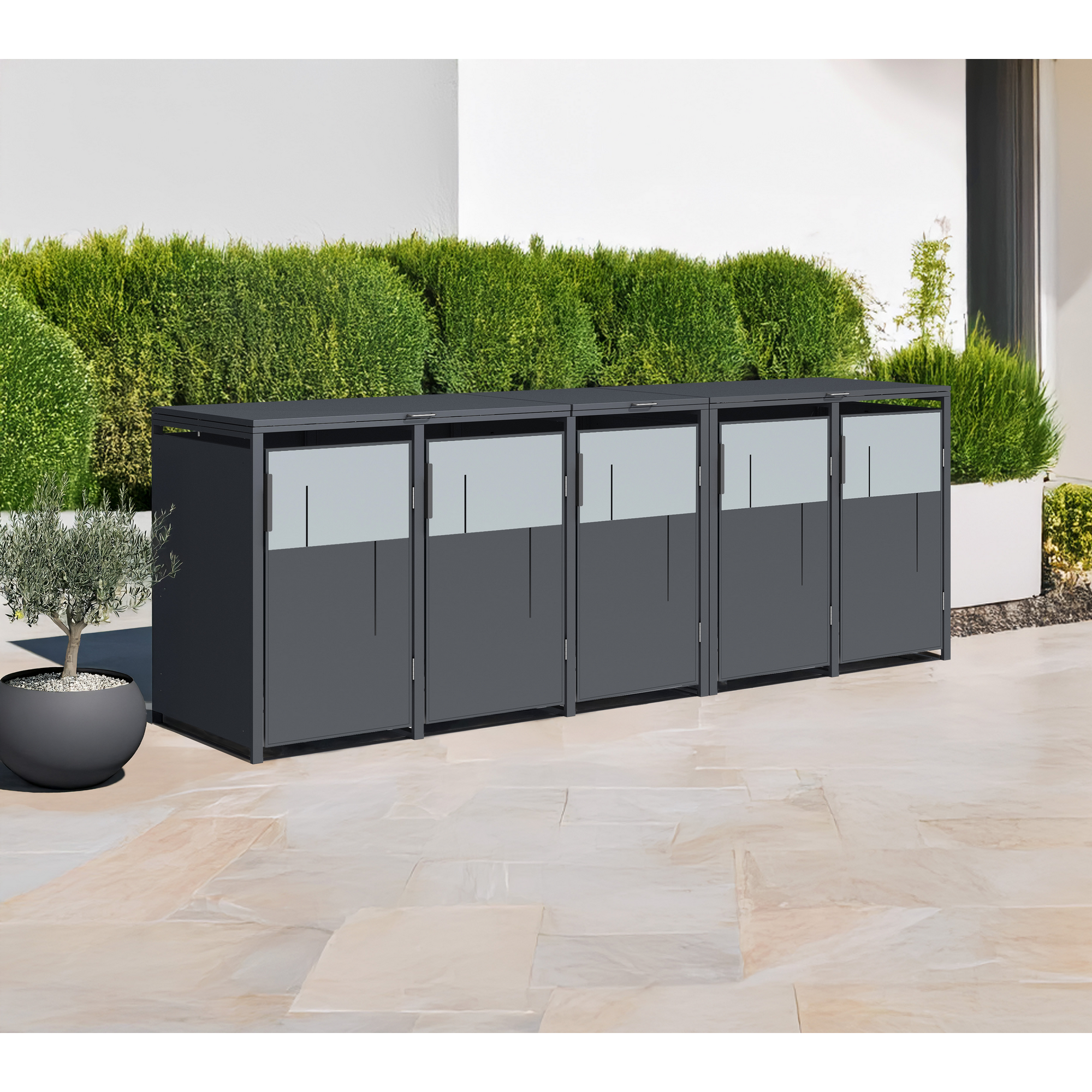 Mülltonnenbox 'Tonus 5' dunkelgrau/grau 330 x 80 x 116 cm