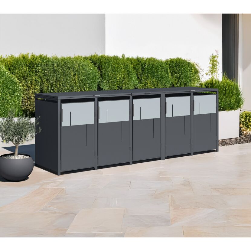 Mülltonnenbox 'Tonus 5' dunkelgrau/grau 330 x 80 x 116 cm