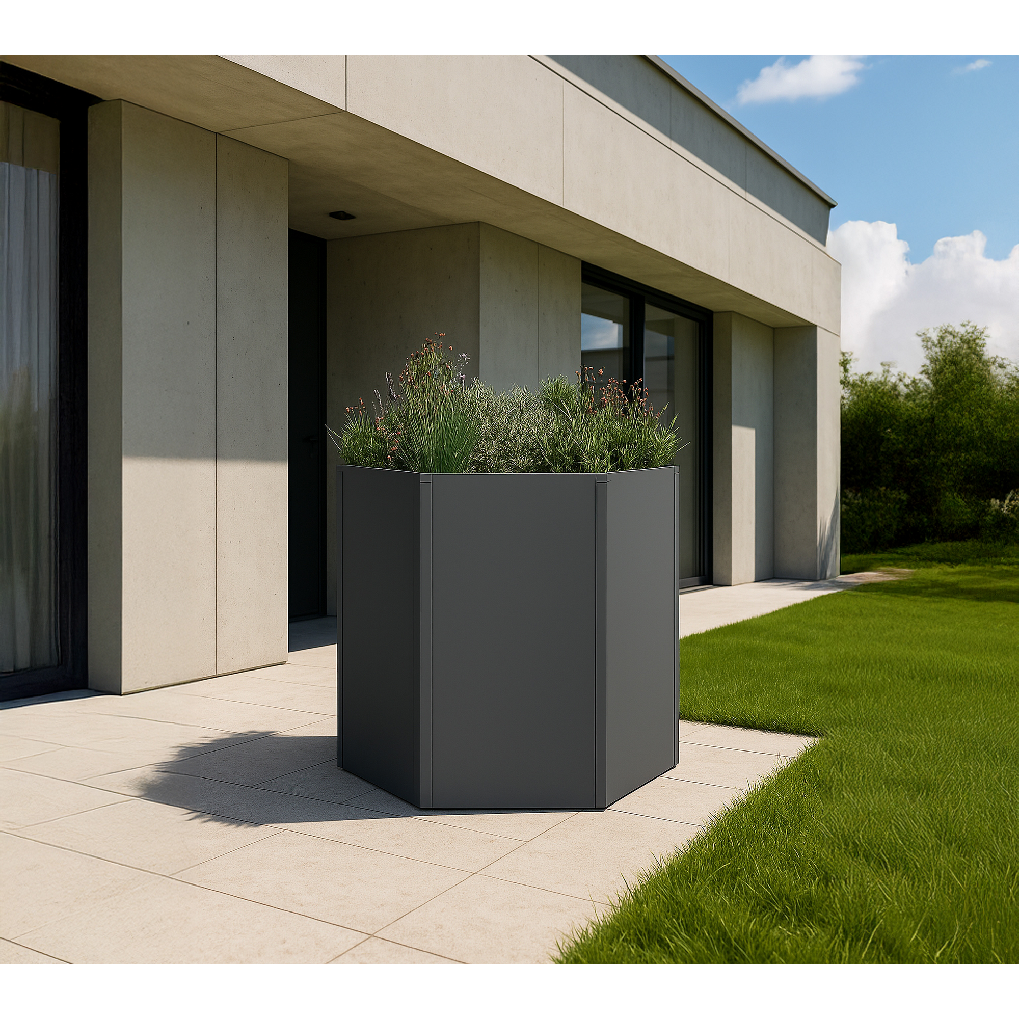 Hochbeet 'Varia 77' Stahl sechseckig anthrazit Ø 100 x 77 cm