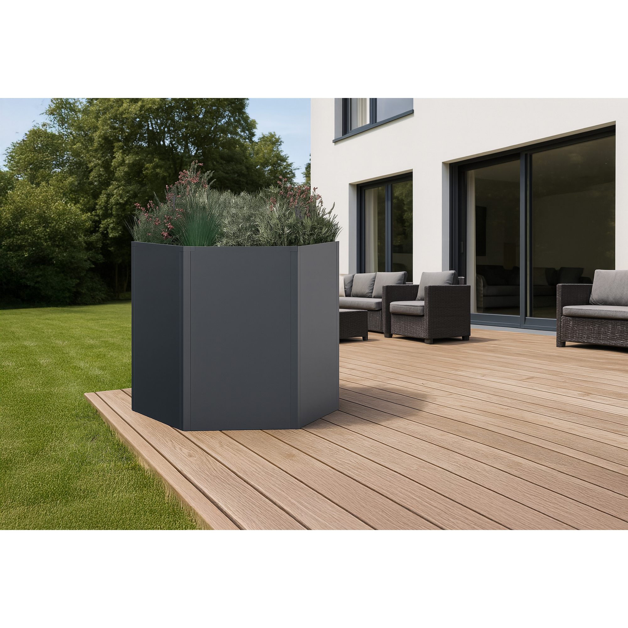 Hochbeet 'Varia 77' Stahl sechseckig anthrazit Ø 100 x 77 cm