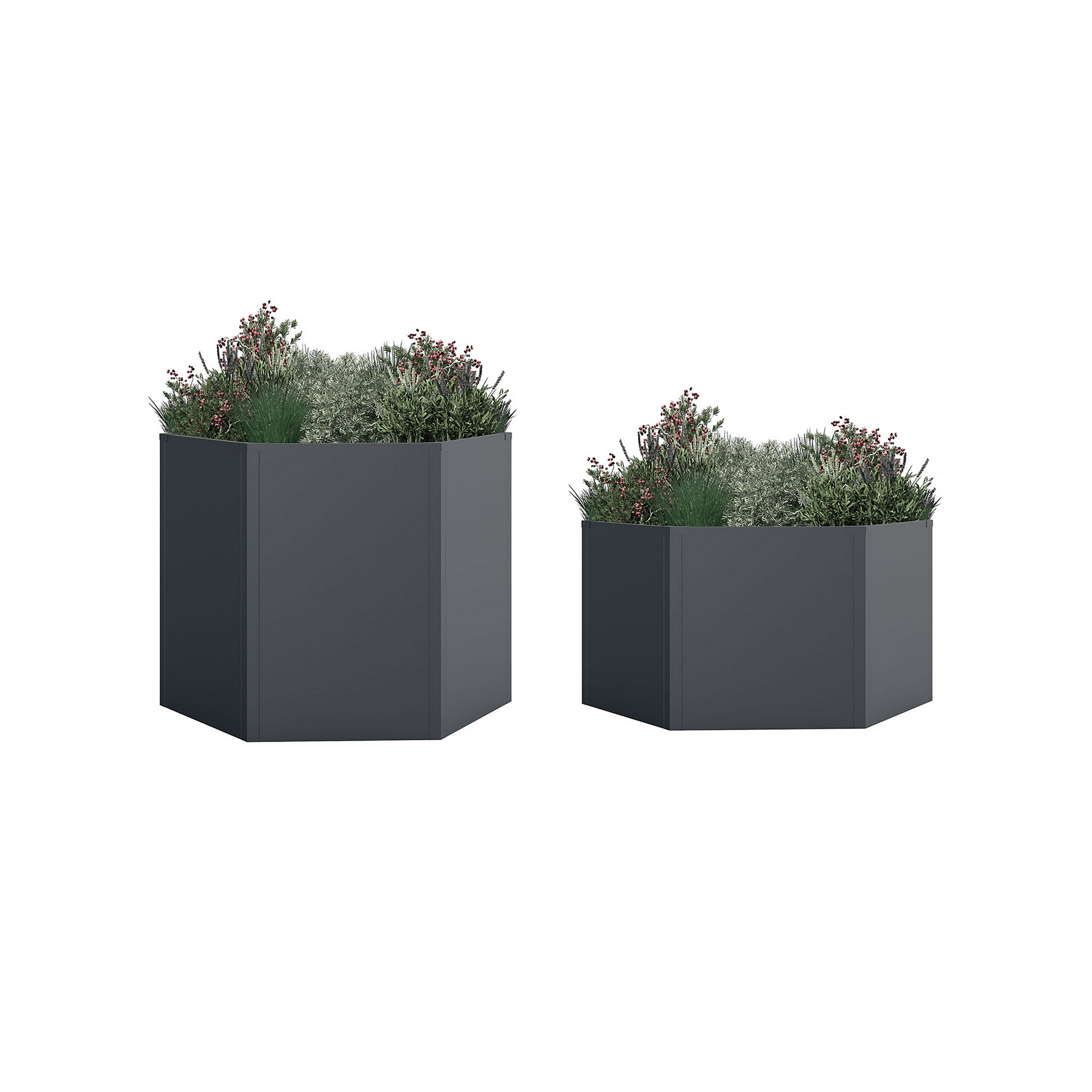 Hochbeet-Set 'Varia' Stahl sechseckig anthrazit Ø 100 x 52/77 cm, 2-teilig