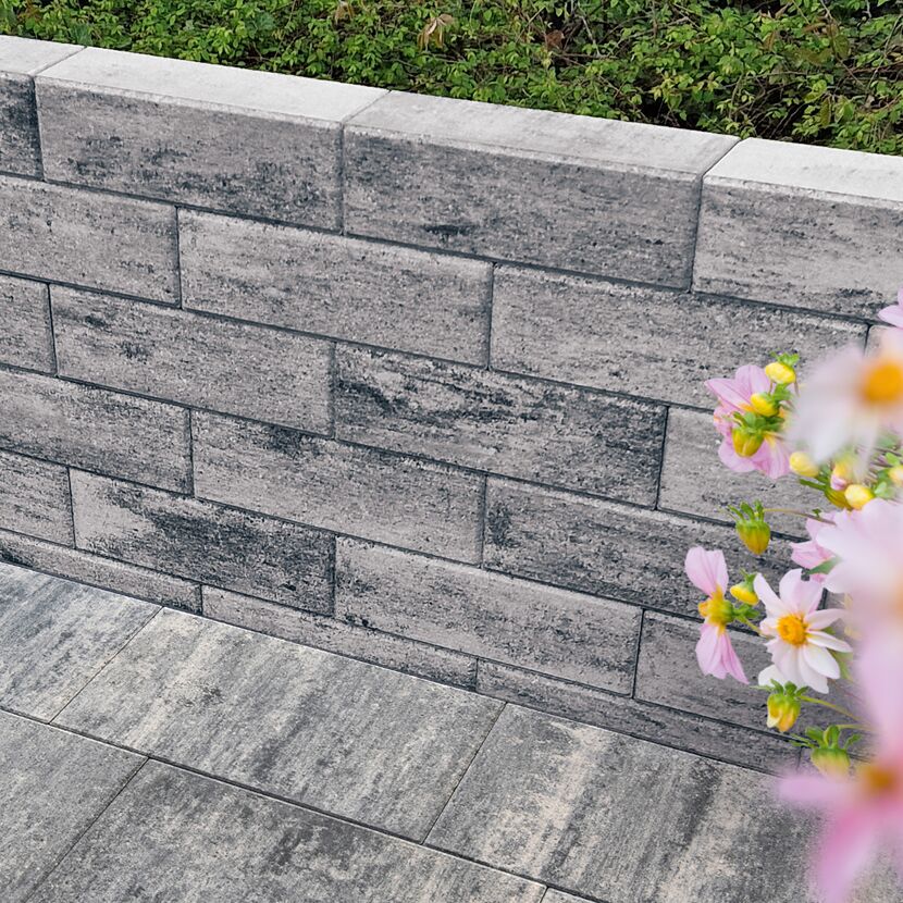Mauerstein 'T-Wall Block' Beton weiß/schwarz 40 x 20 x 14 cm