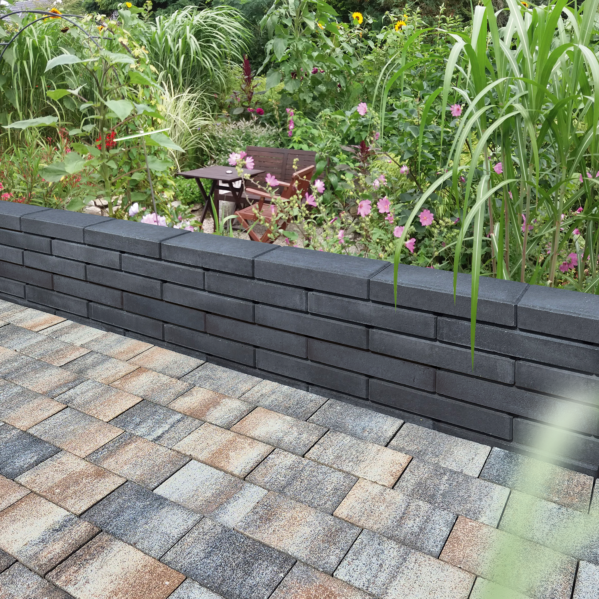 Mauerstein 'T-Wall Line' Beton basaltfarben 50 x 25 x 10 cm