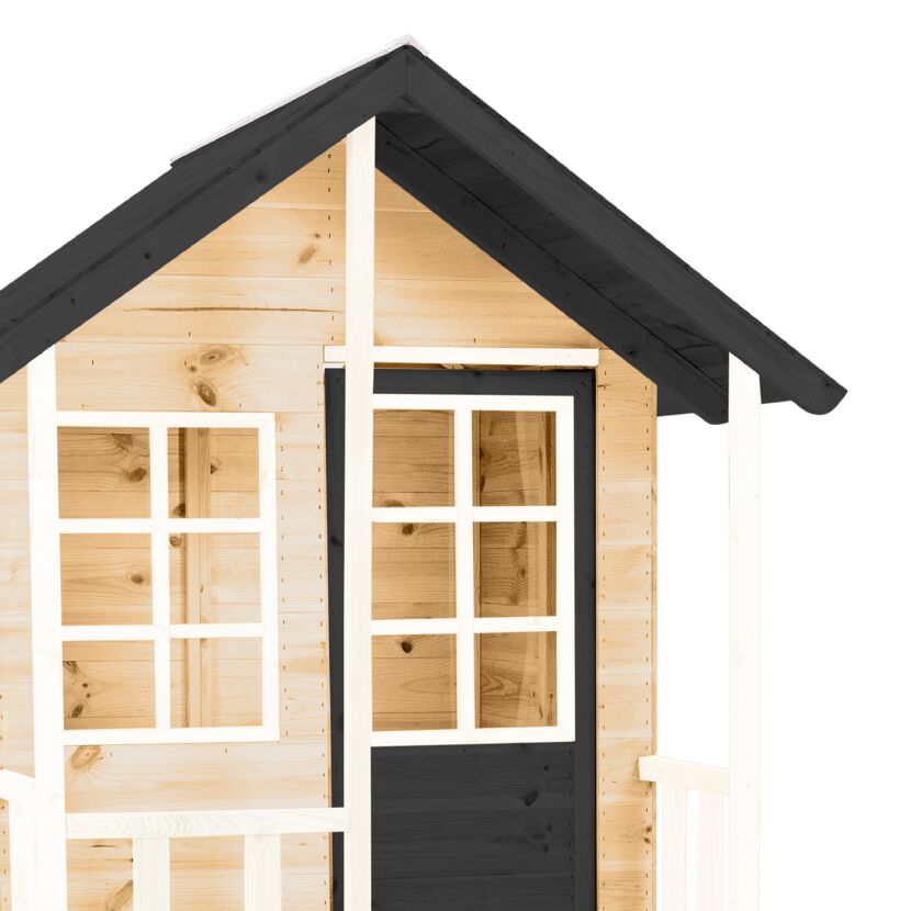 Spielhaus 'Holli 1' naturfarben/schwarz mit Rutsche 270 x 148 x 224 cm