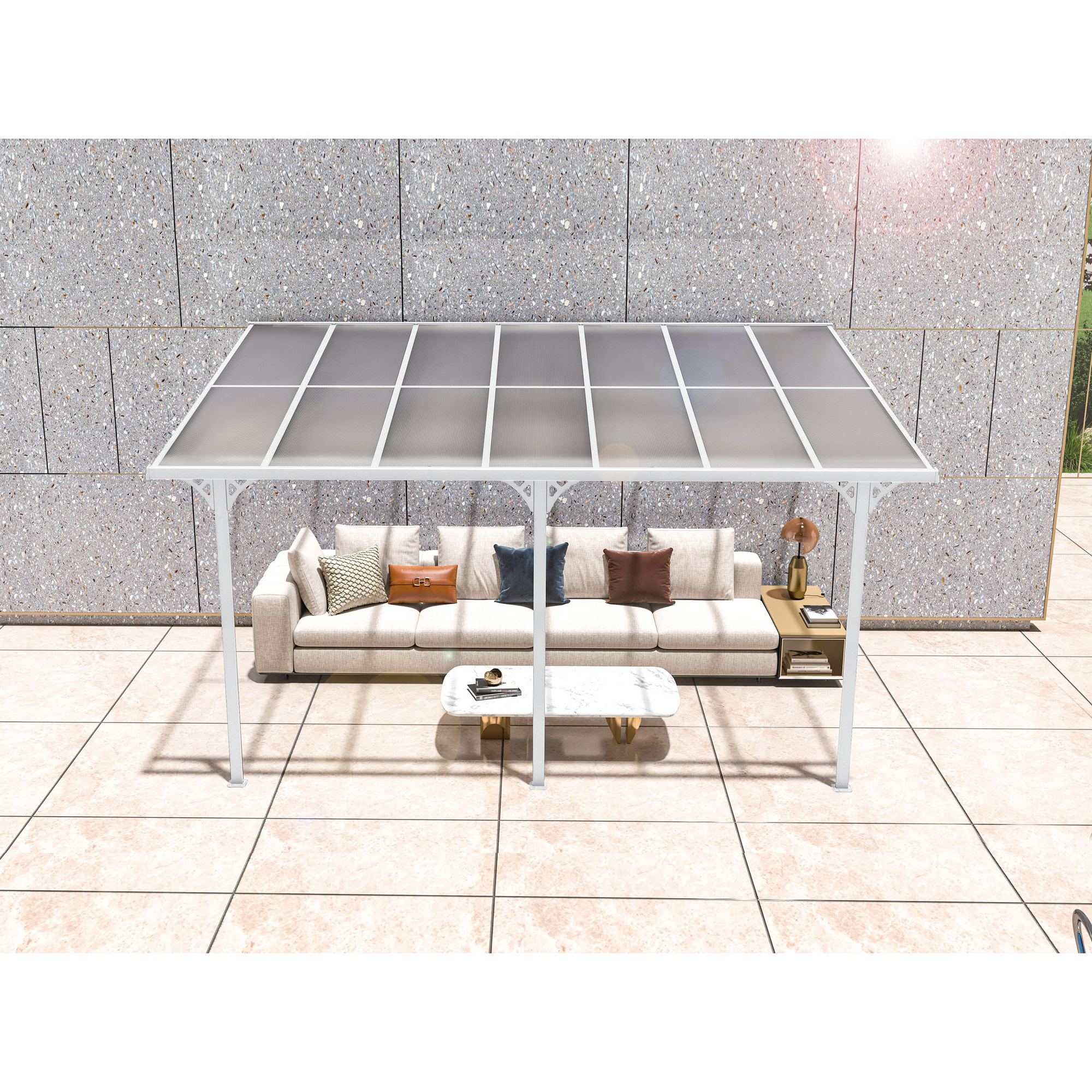 Terrassenüberdachung 'Bruce 435' Aluminium weiß 300 x 435 x 270 cm