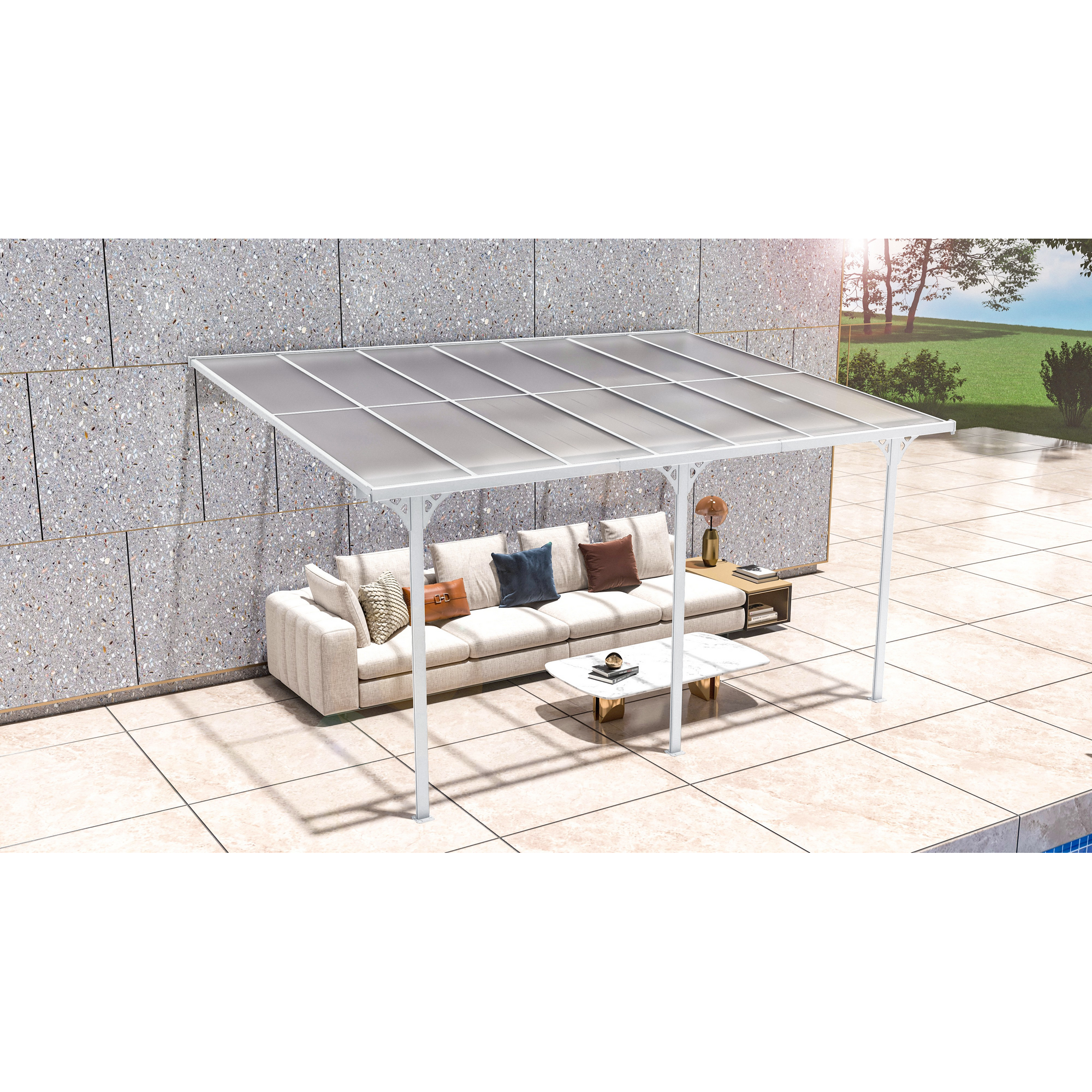 Terrassenüberdachung 'Bruce 435' Aluminium weiß 300 x 435 x 270 cm