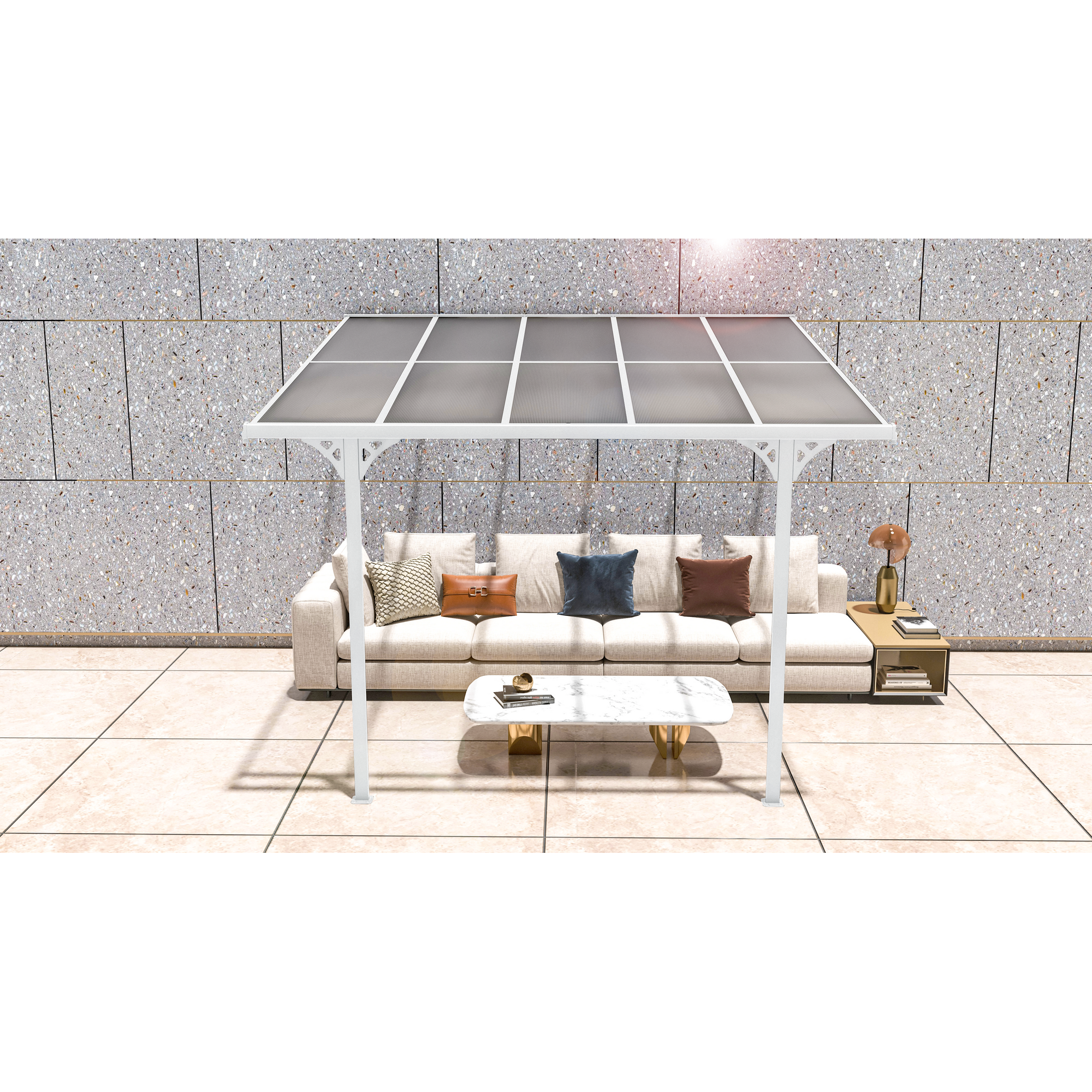 Terrassenüberdachung 'Bruce 313' Aluminium weiß 300 x 313 x 270 cm