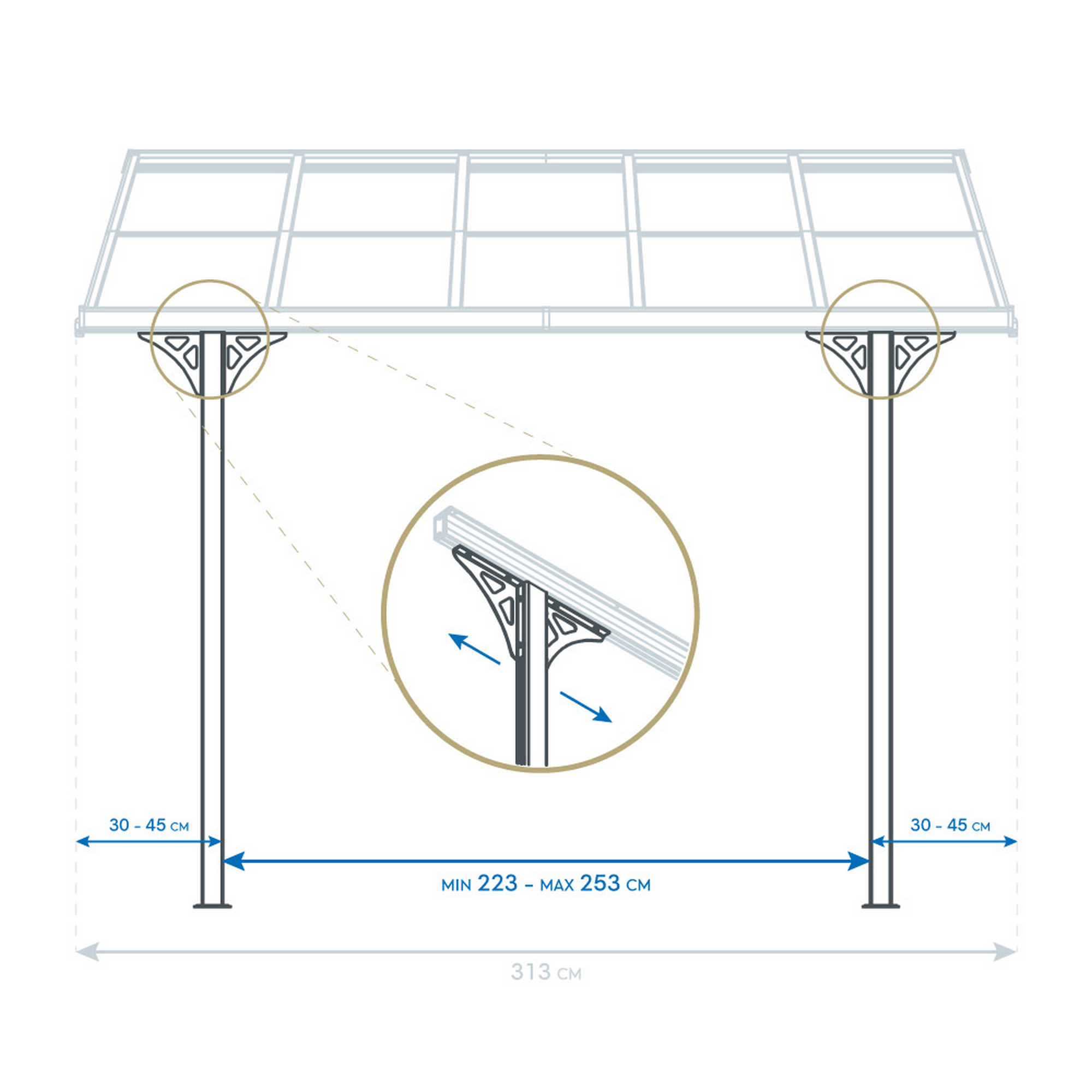 Terrassenüberdachung 'Bruce 313' Aluminium weiß 300 x 313 x 270 cm