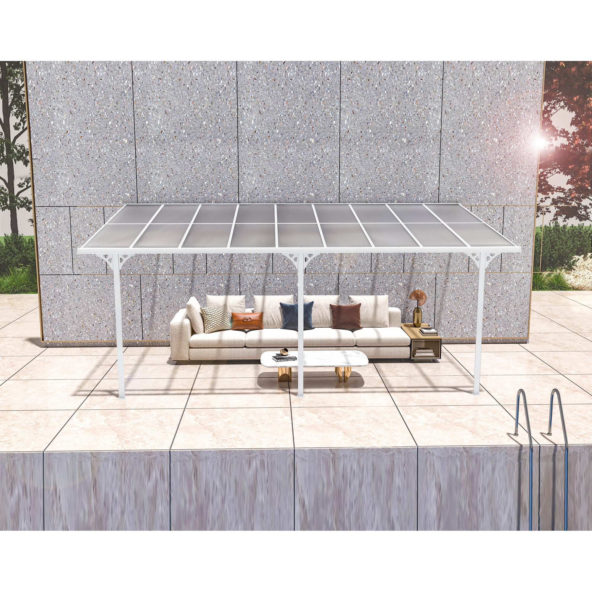 Terrassenüberdachung 'Bruce 556' Aluminium weiß 300 x 556 x 270 cm