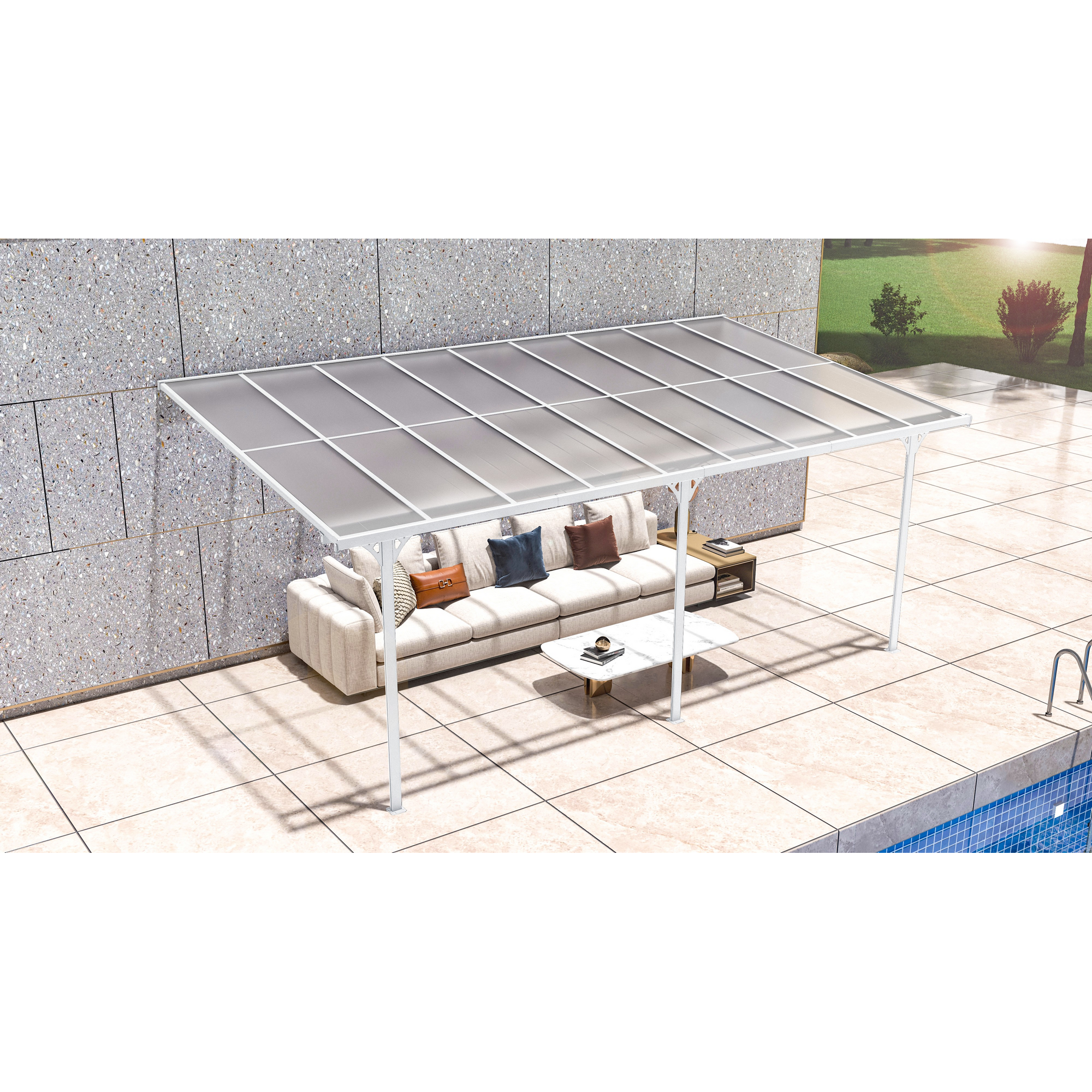 Terrassenüberdachung 'Bruce 556' Aluminium weiß 300 x 556 x 270 cm