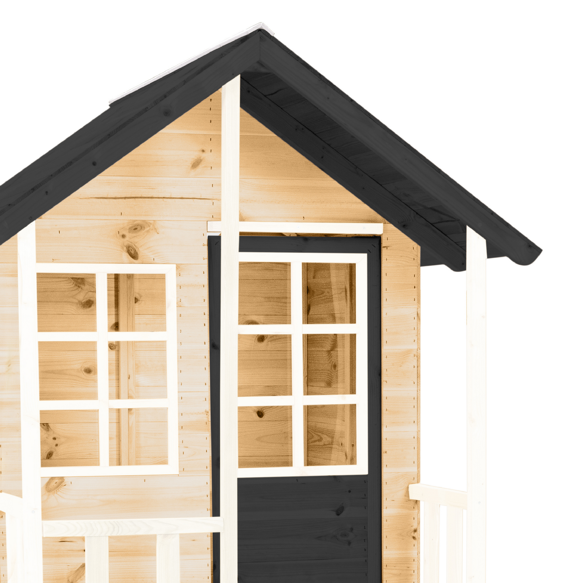 Spielhaus 'Holli 3' naturfarben mit Rutsche und Doppelschaukel 370 x 352 x 224 cm