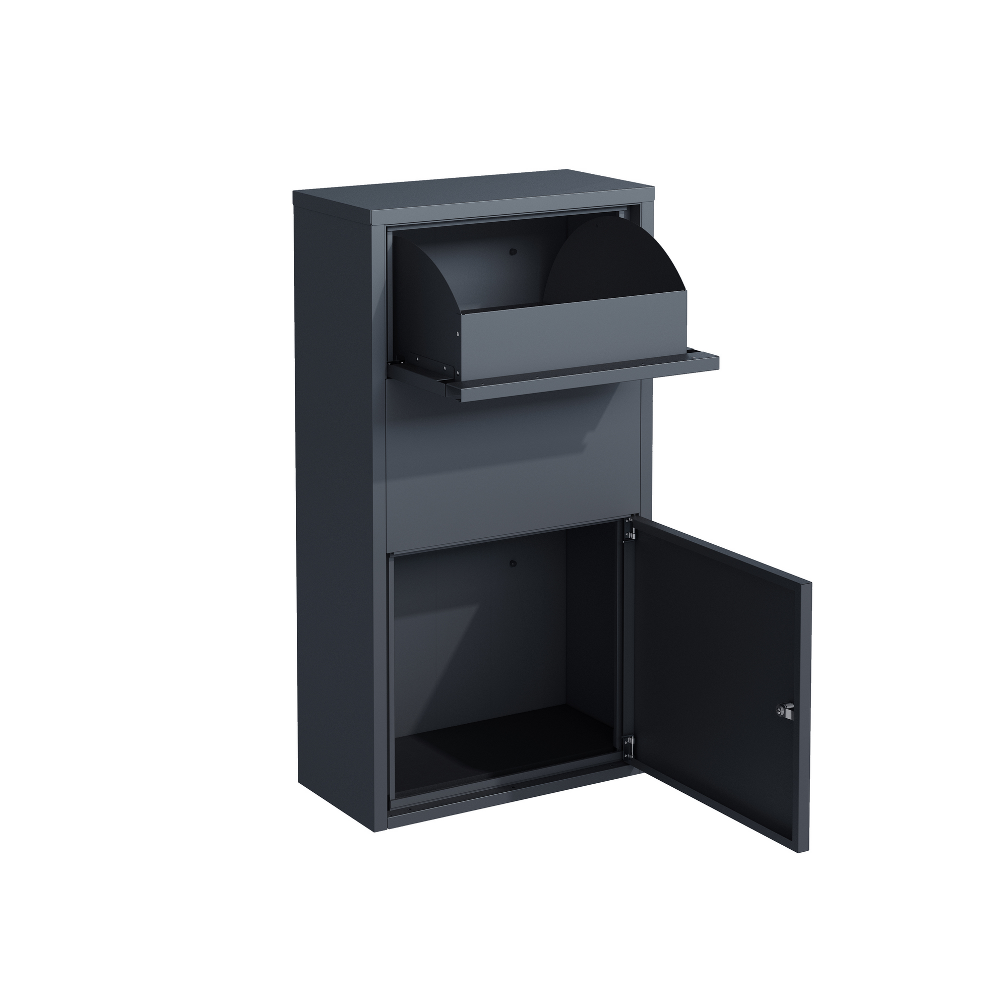 Briefkasten mit Paketbox 'Pollux' Stahl anthrazit 44 x 22 x 82 cm