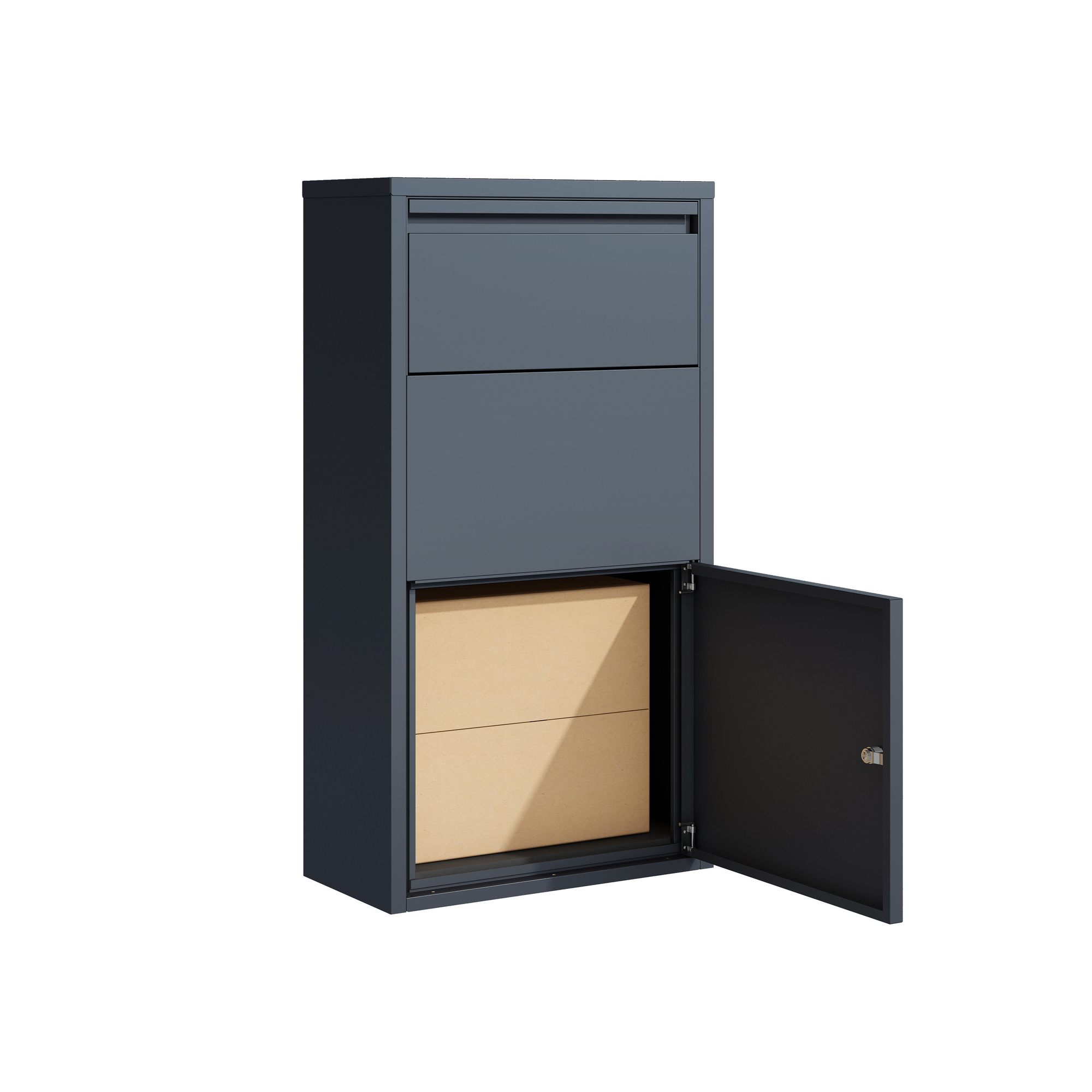 Briefkasten mit Paketbox 'Pollux' Stahl anthrazit 44 x 22 x 82 cm