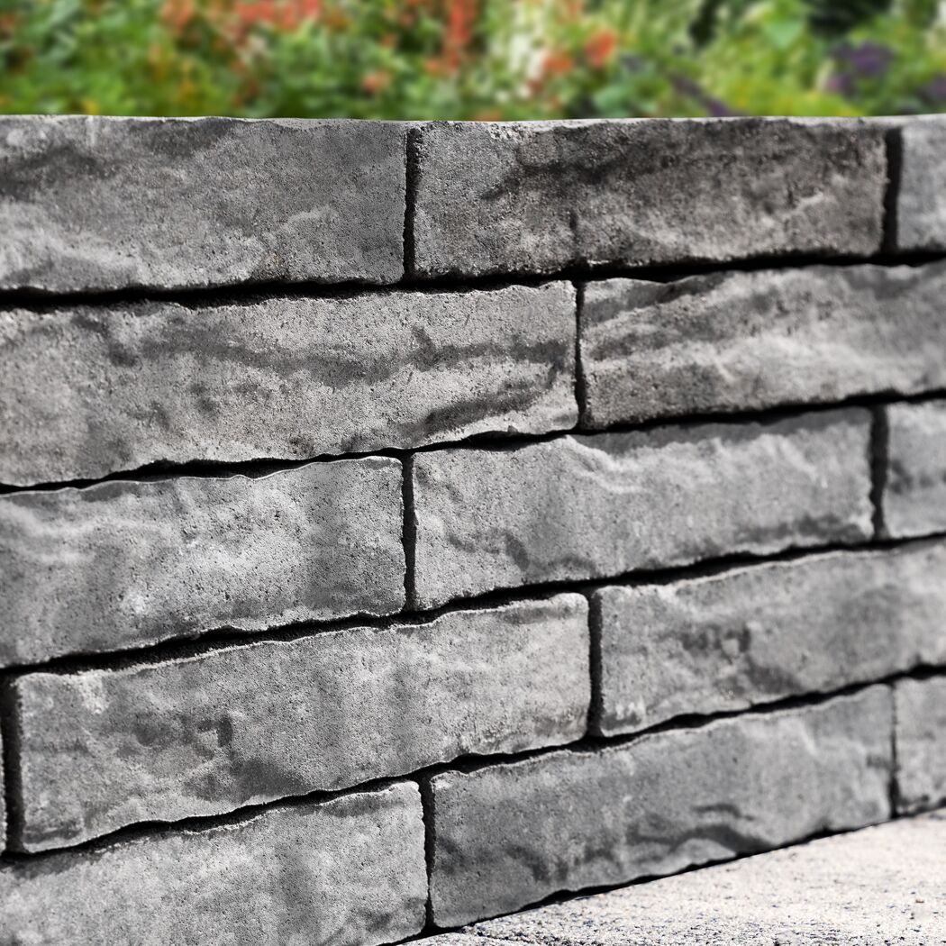Mauerstein 'T-Wall Castra' Beton weiß/schwarz 30 x 10 x 6 cm