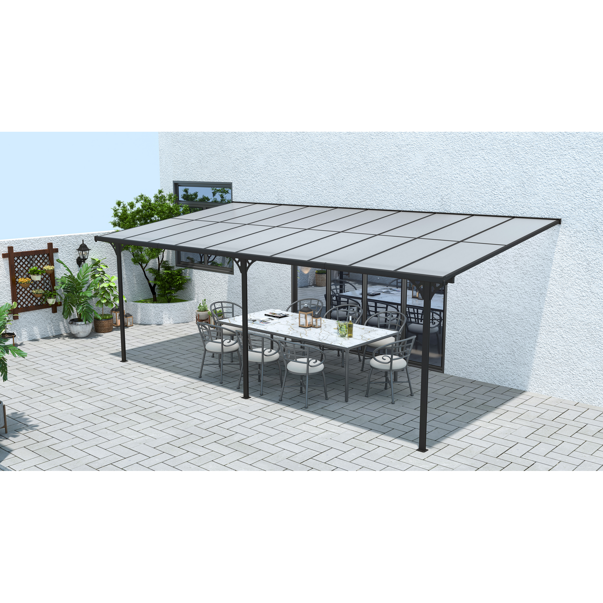 Terrassenüberdachung 'Bruce 617' Aluminium schwarz 300 x 617 x 270 cm