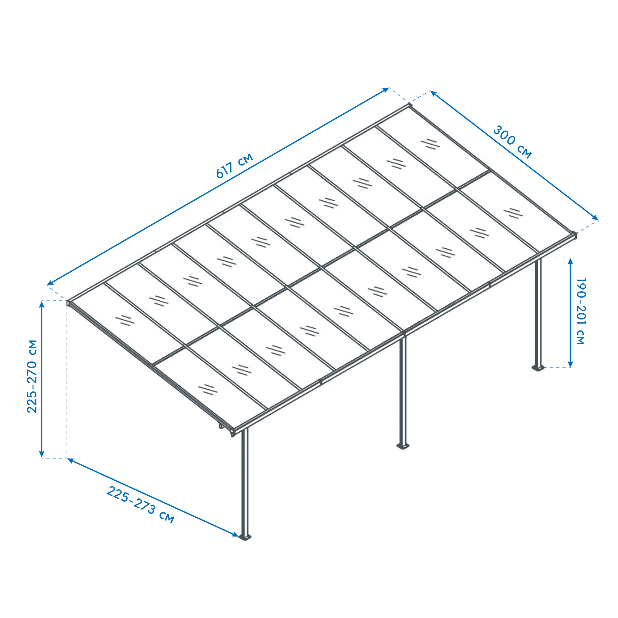Terrassenüberdachung 'Bruce 617' Aluminium schwarz 300 x 617 x 270 cm