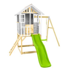 Spielhaus 'Valli 2' grau/weiß mit Rutsche und Schaukel 352 x 280 x 224 cm