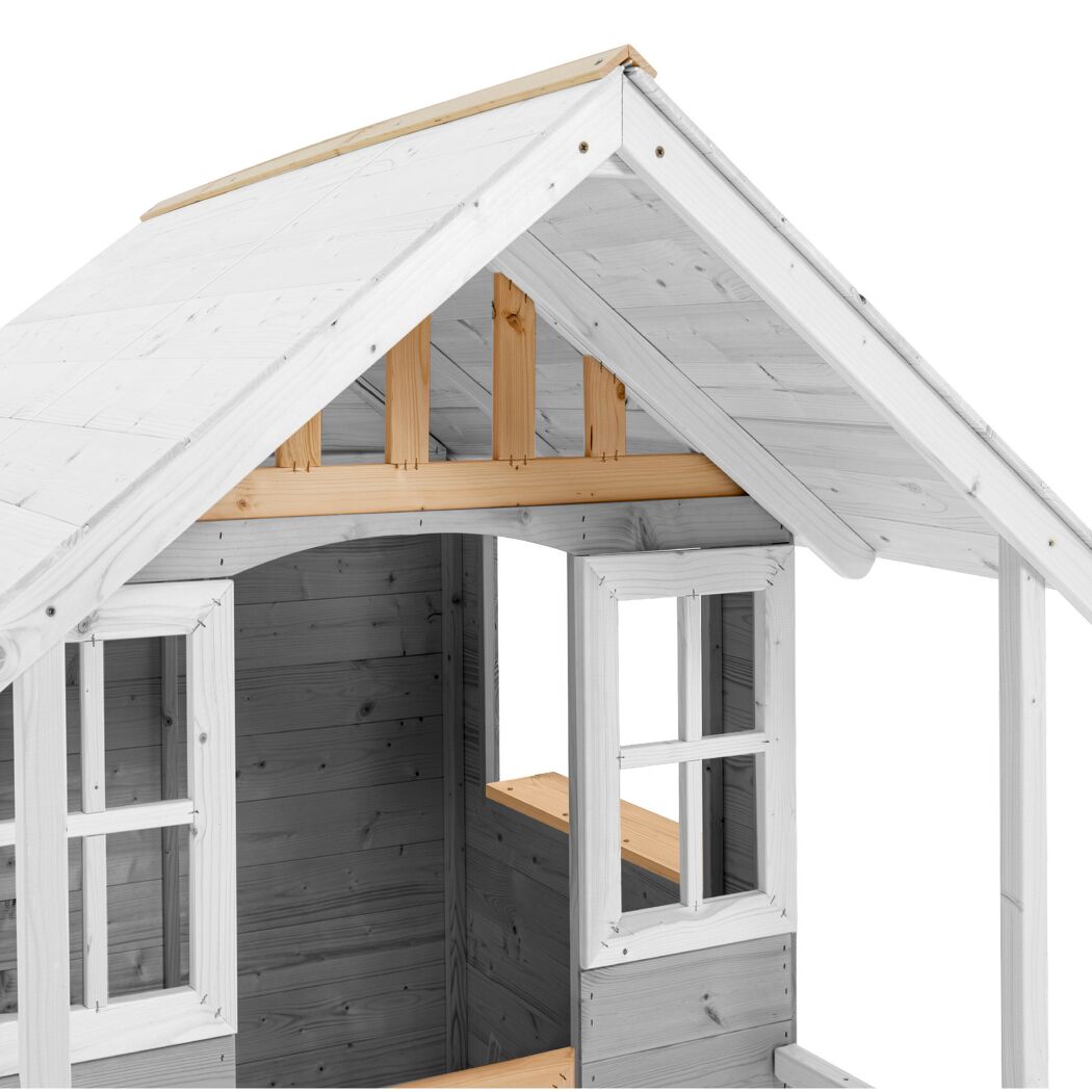 Spielhaus 'Valli 2' grau/weiß mit Rutsche und Schaukel 352 x 280 x 224 cm