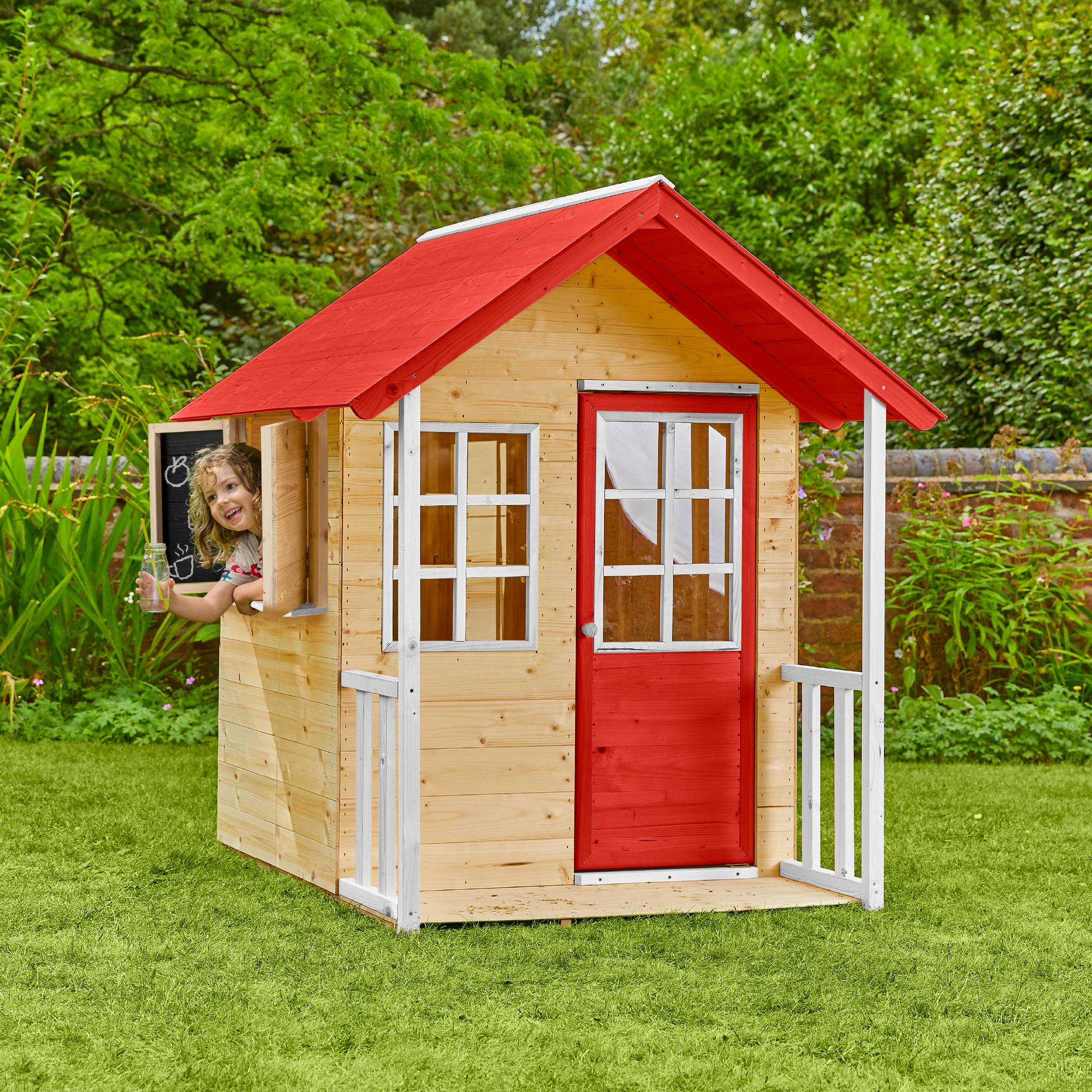 Spielhaus 'Lolla' naturfarben/rot 135 x 120 x 139 cm