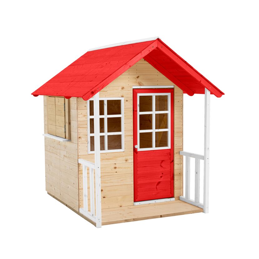 Spielhaus 'Lolla' naturfarben/rot 135 x 120 x 139 cm