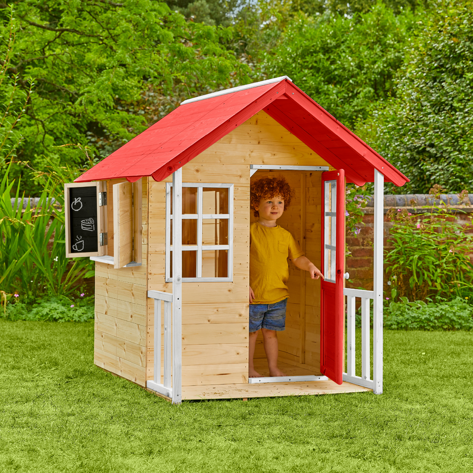 Spielhaus 'Lolla' naturfarben/rot 135 x 120 x 139 cm