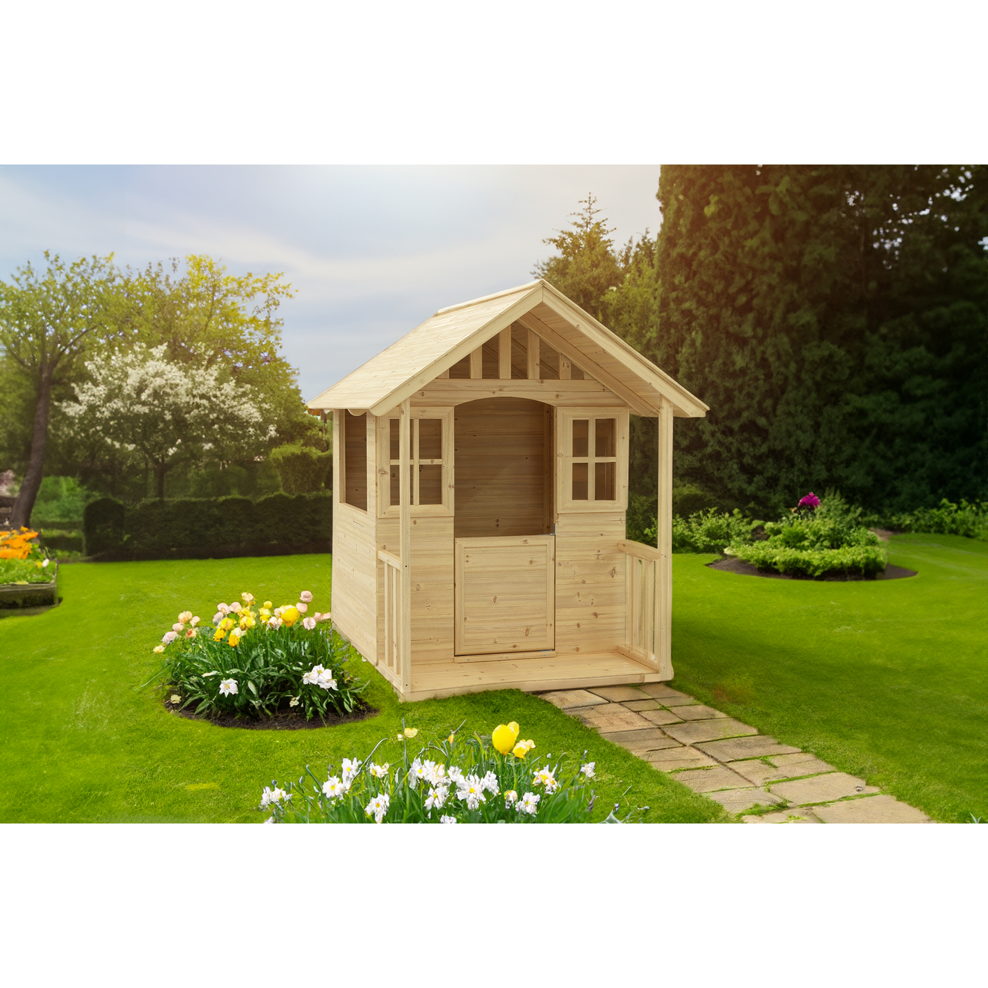 Spielhaus 'Villa' naturfarben 137 x 121 x 140 cm