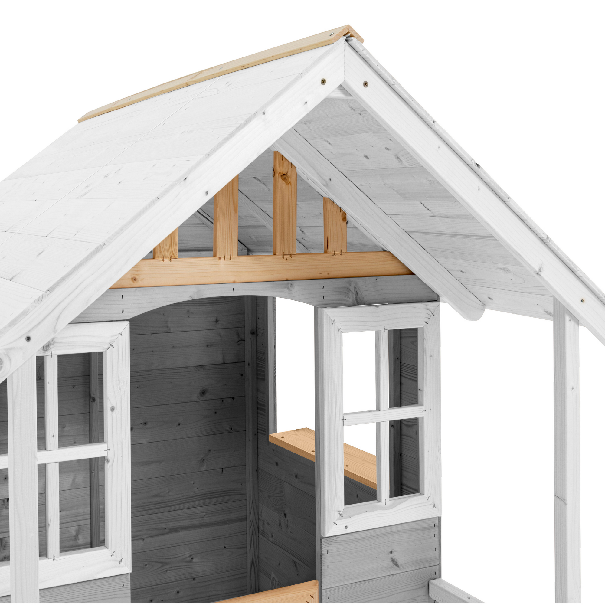 Spielhaus 'Valli 3' grau/weiß mit Rutsche und Doppelschaukel 352 x 370 x 224 cm