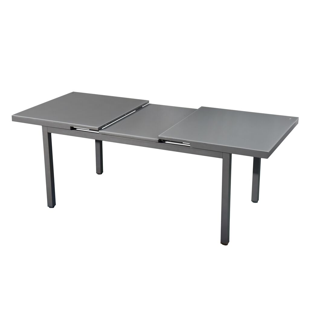 Gartentisch 'Boston' ausziehbar Aluminium/Sicherheitsglas 90 x 75 x 160/210 cm