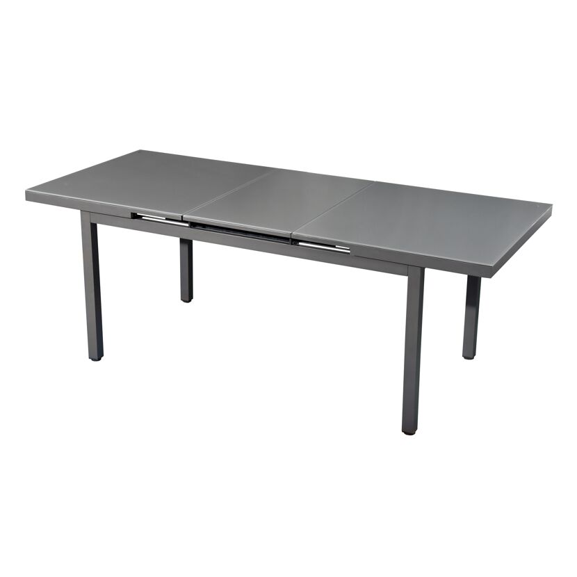 Gartentisch 'Boston' ausziehbar Aluminium/Sicherheitsglas 90 x 75 x 160/210 cm