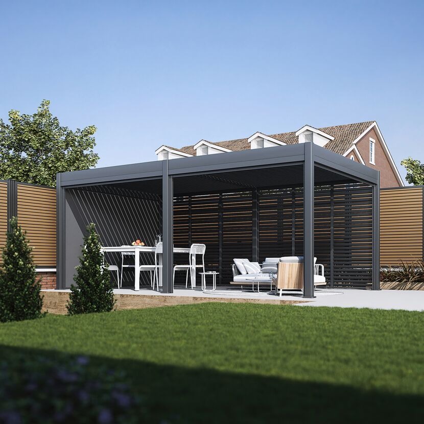 Sonnen- und Sichtschutzrollo für Pergola anthrazit 360 x 600 cm
