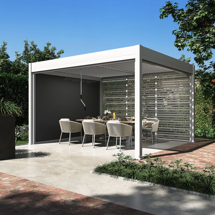 Sonnen- und Sichtschutzrollo für Pergola weiß 370 x 235 cm