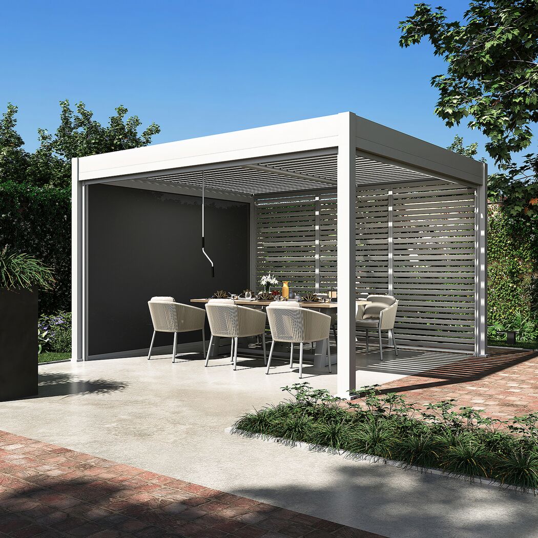 Sichtschutzrollo für Pergola weiß 360 x 720 cm