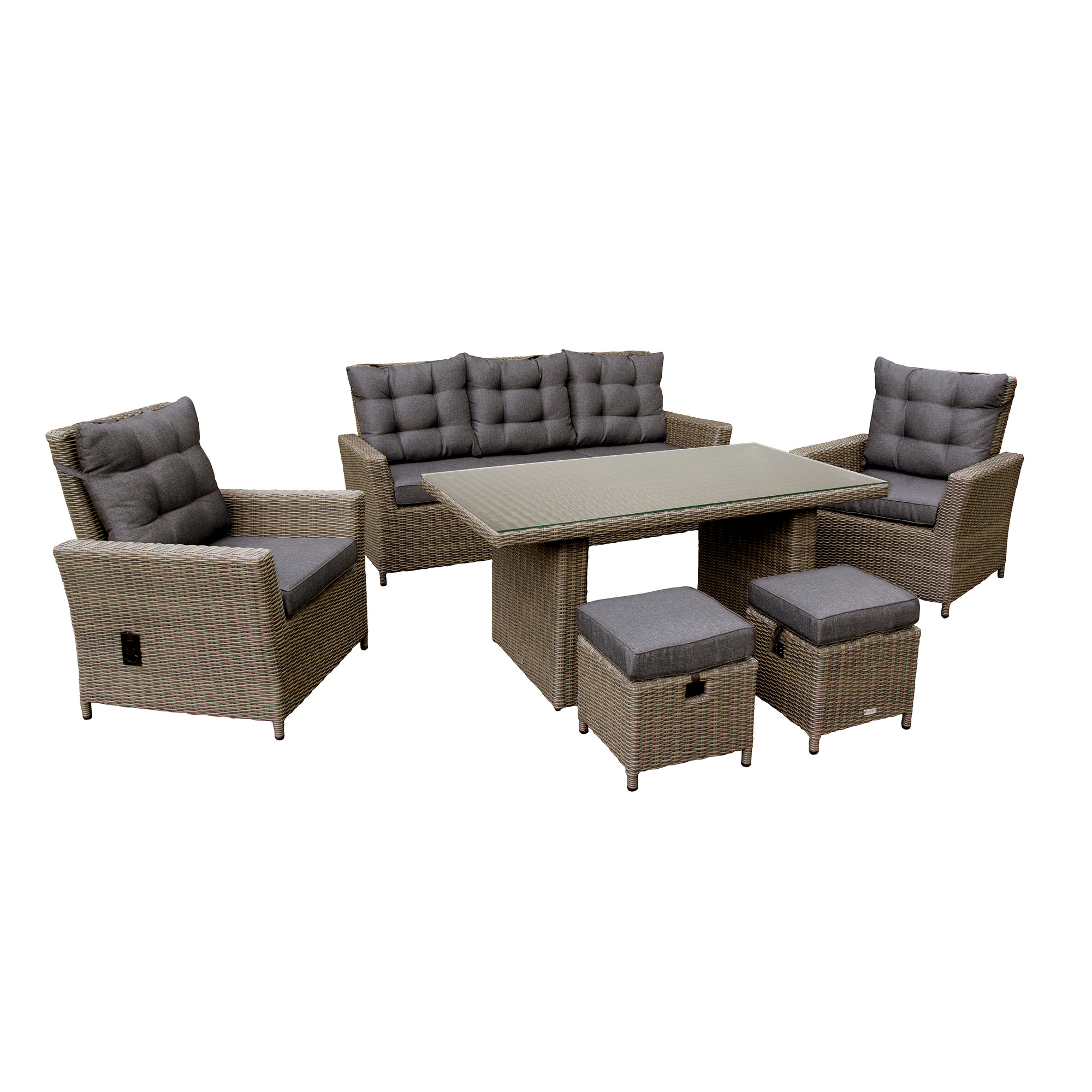 Dining-Lounge-Set 'Asti' Rattan 6-teilig
