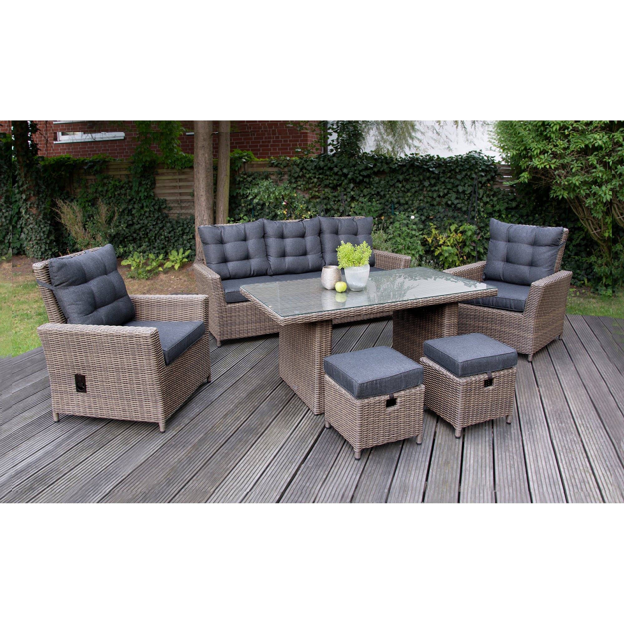 Dining-Lounge-Set 'Asti' Rattan 6-teilig